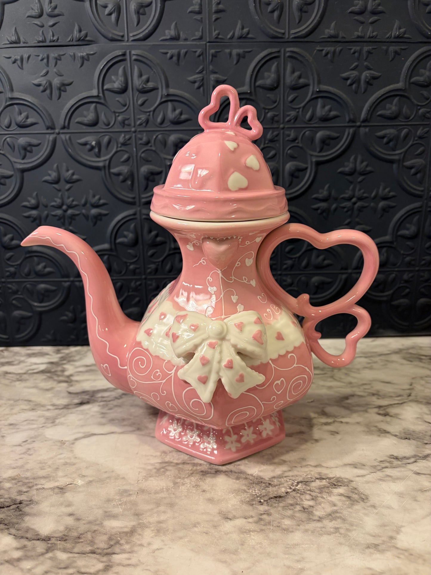Pink Teapot with Heart Handle