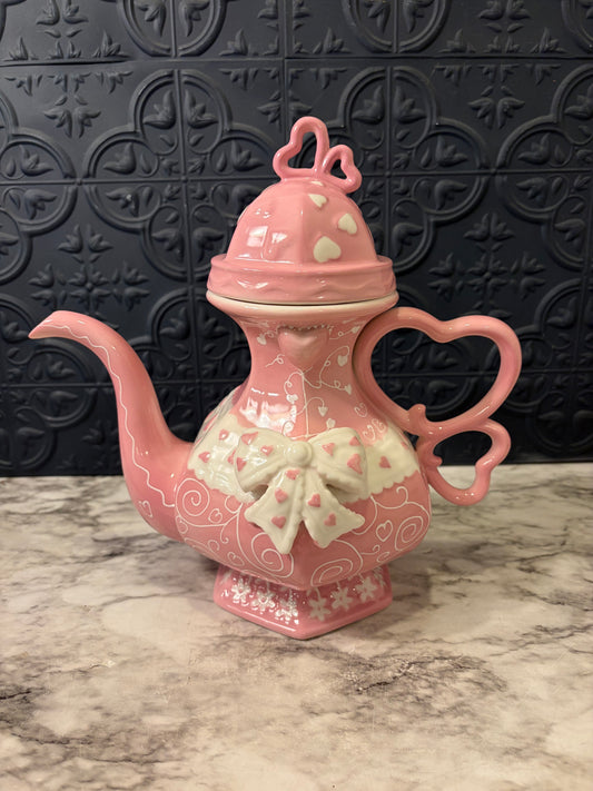 Pink Teapot with Heart Handle