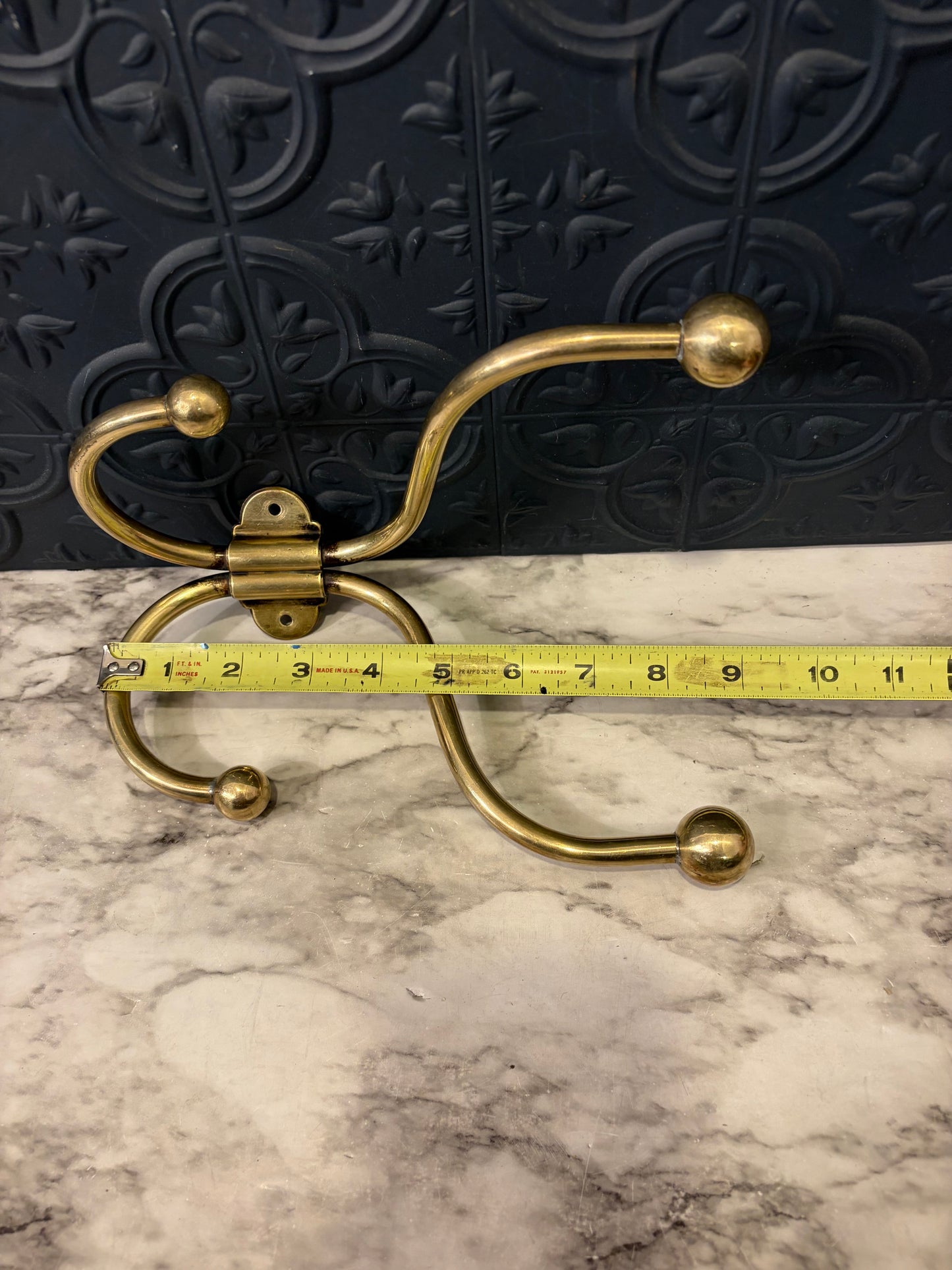 Vintage Brass Dual Coat Hooks