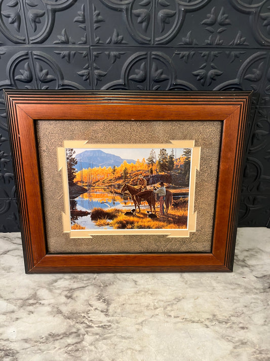 Fall print of cowboys