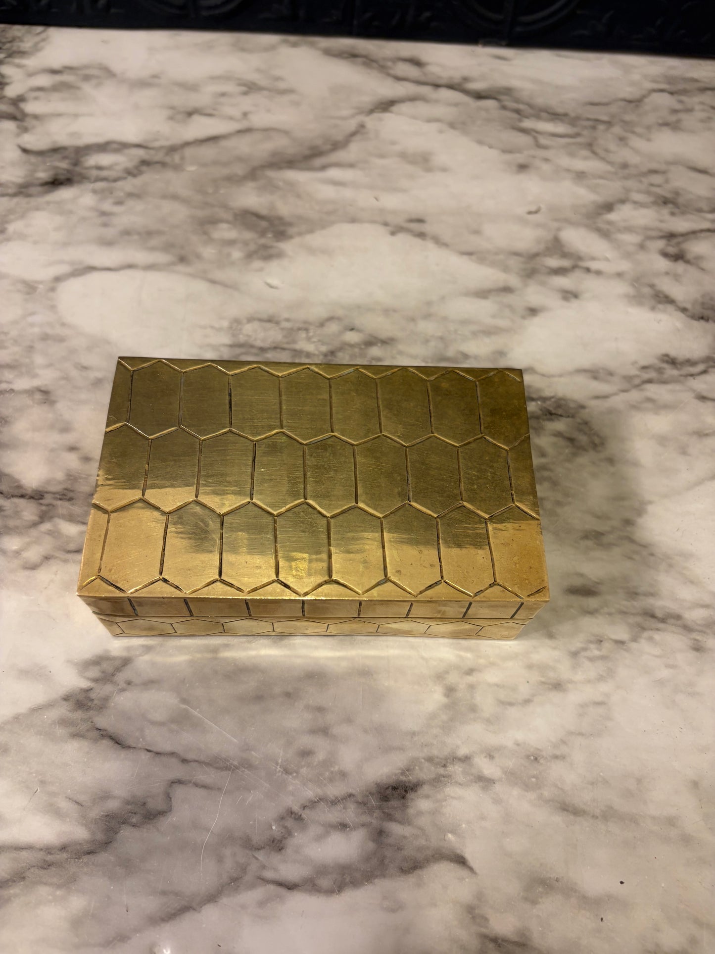 Brass Box with Honeycomb Pattern