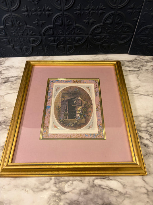Birdcage in Window Print in Pink mat