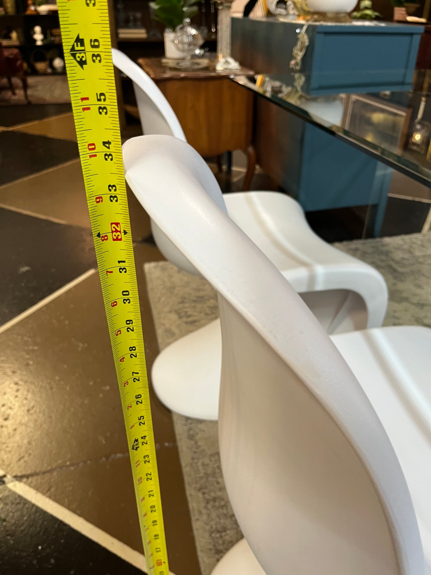 White Panton Style Dining Chairs set of 2