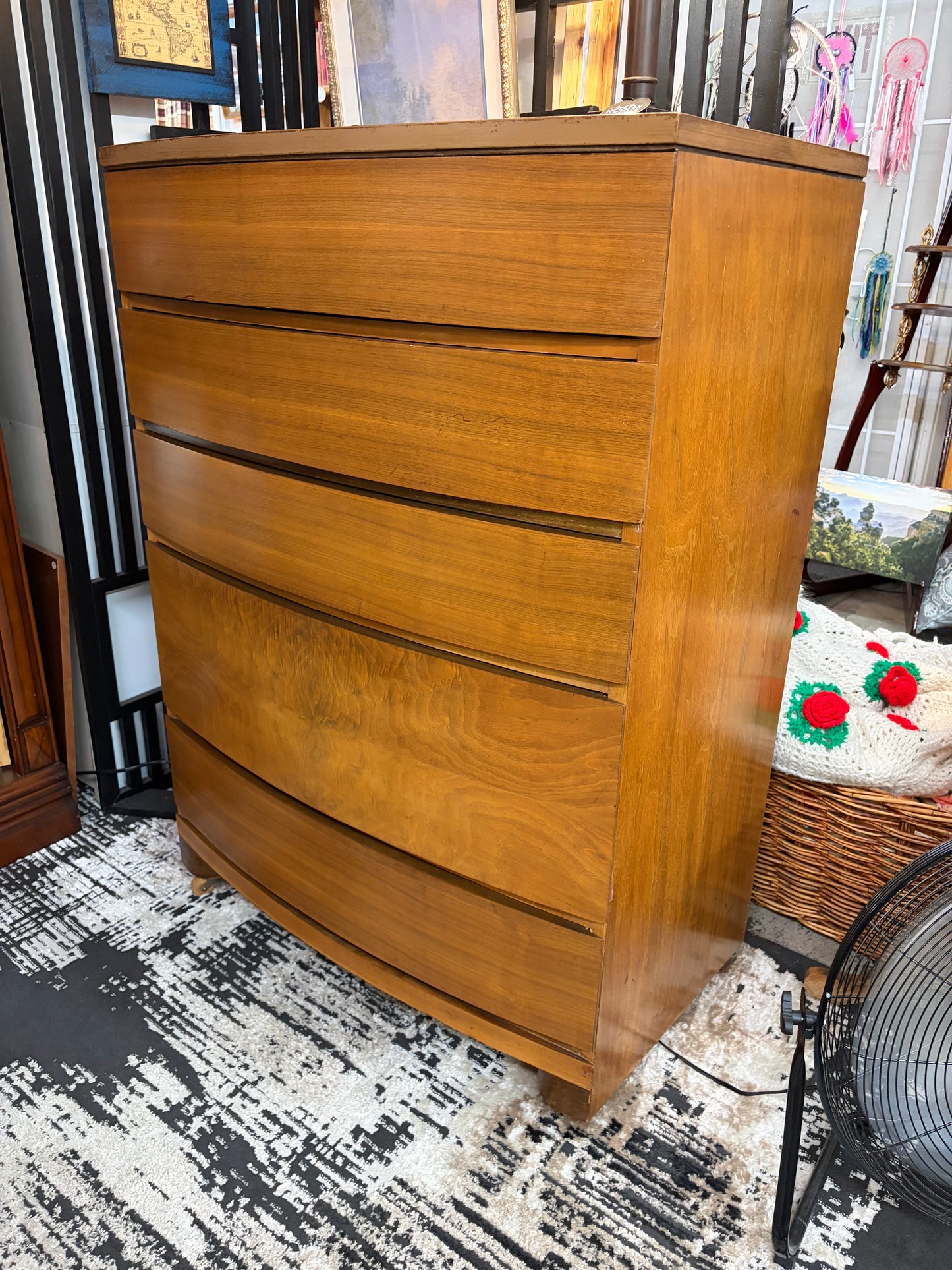 Mid Century 5 Drawer Tall Dresser