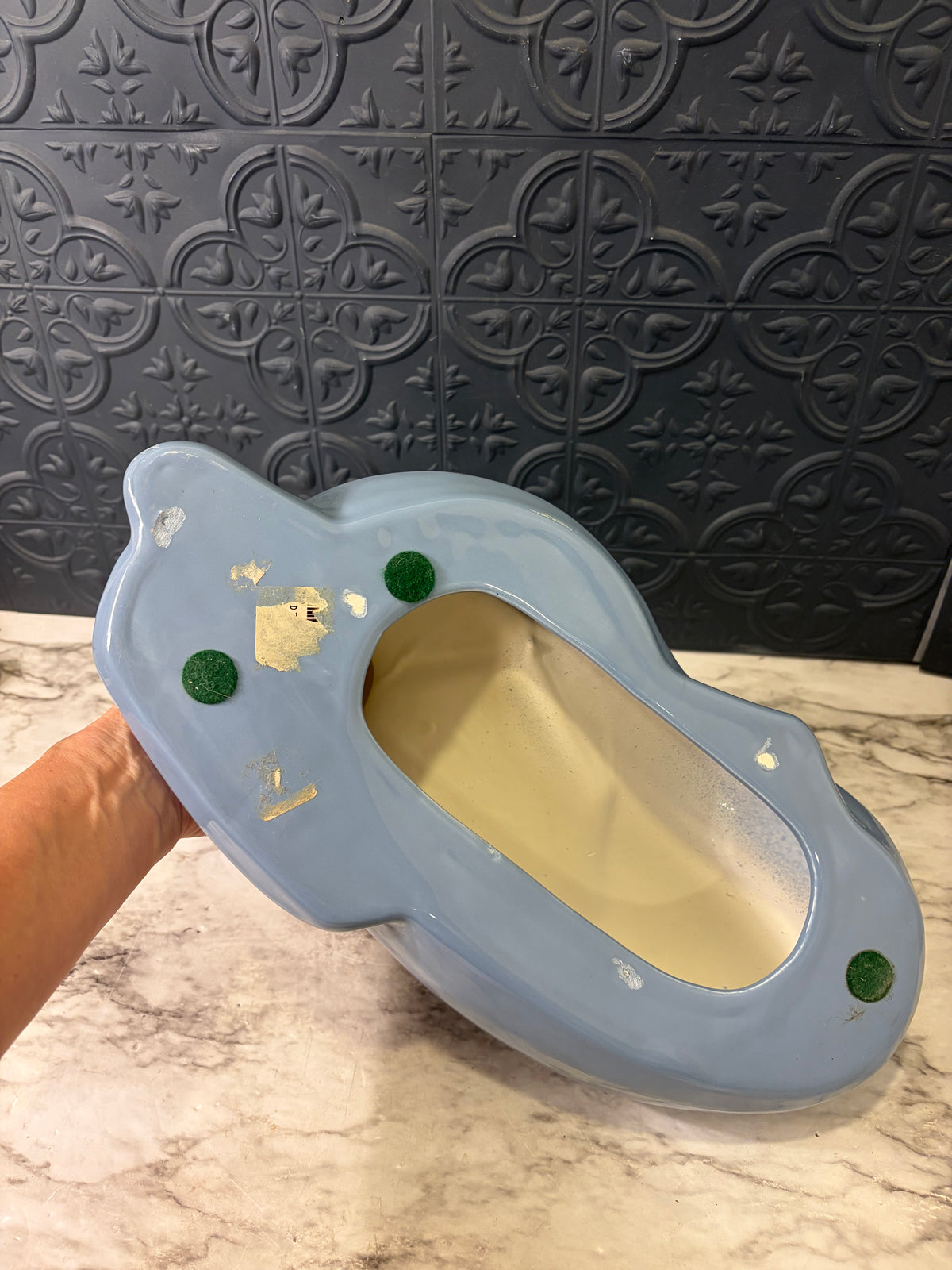 Light Blue Ceramic Haegar Cat Statue