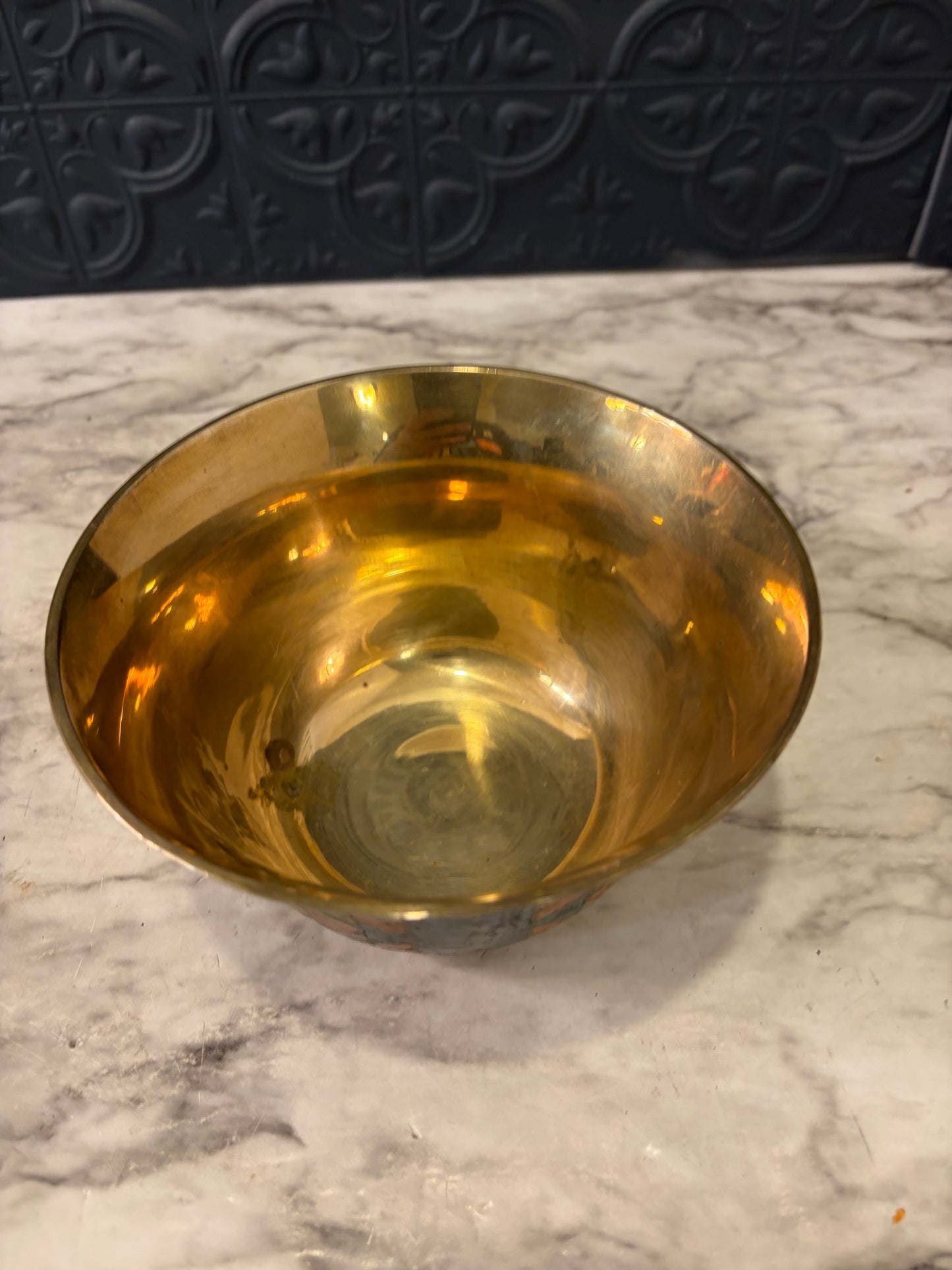 Brass Bowl with Enamel Southwest pattern
