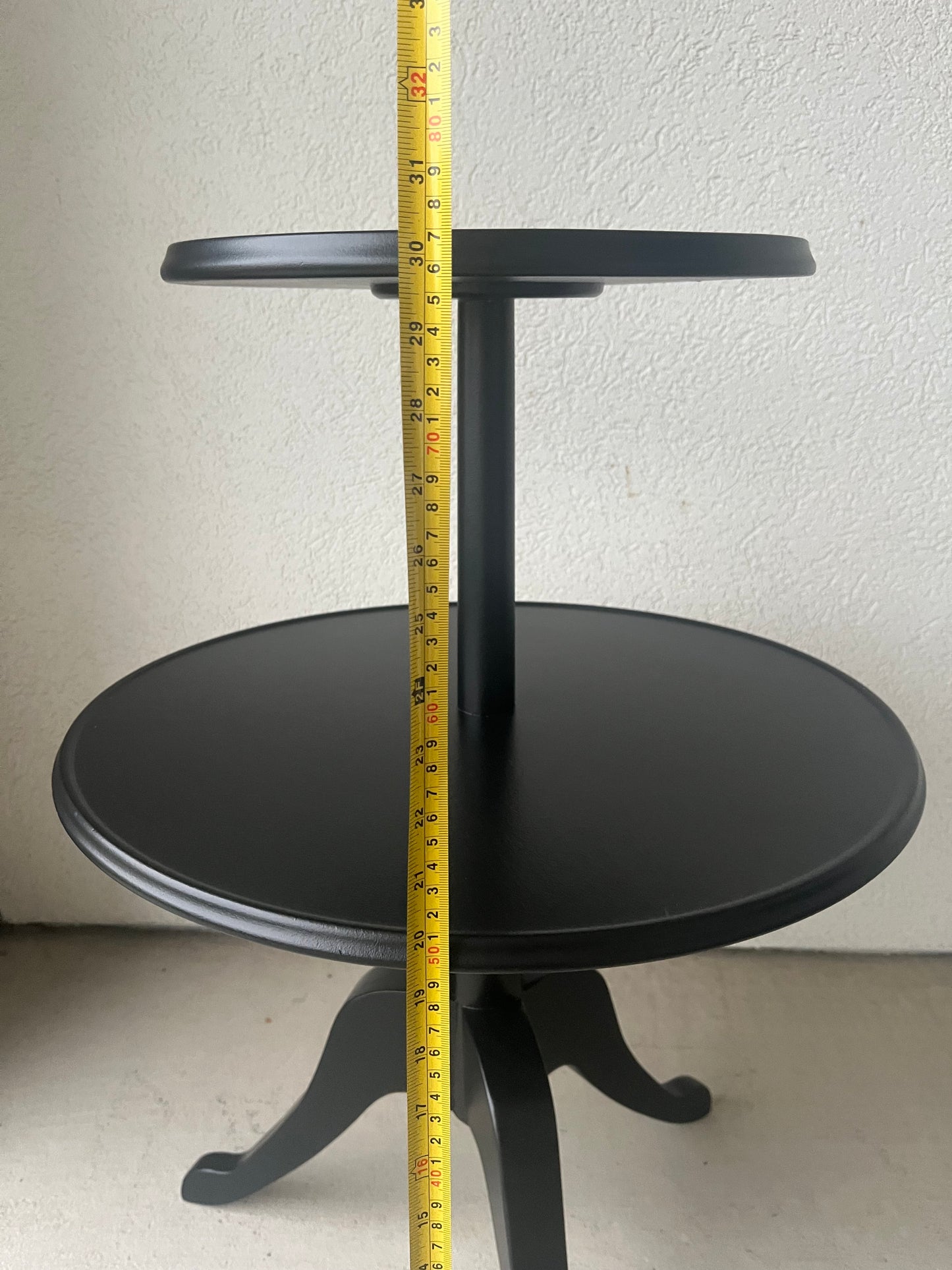 two Tier Pie Table Painted Black