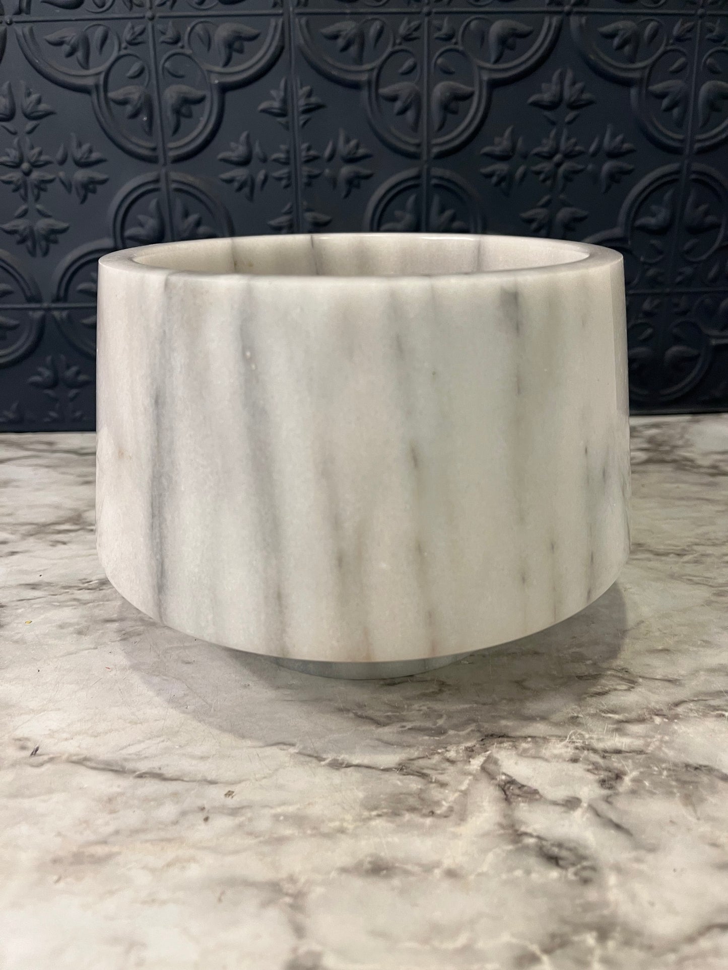 White Marble Mod Pedestal Bowl