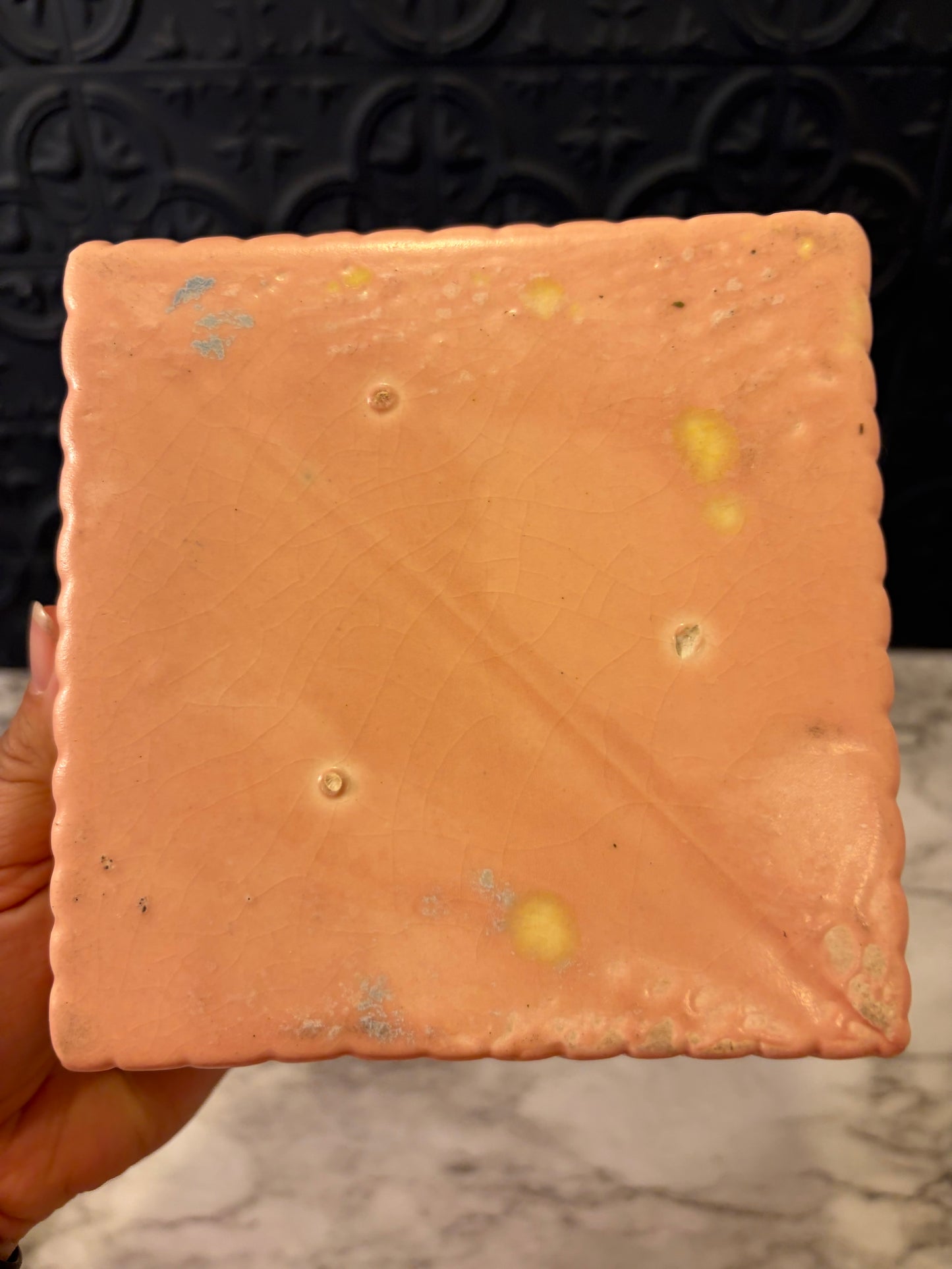Pink Square Planter Leaf Pattern