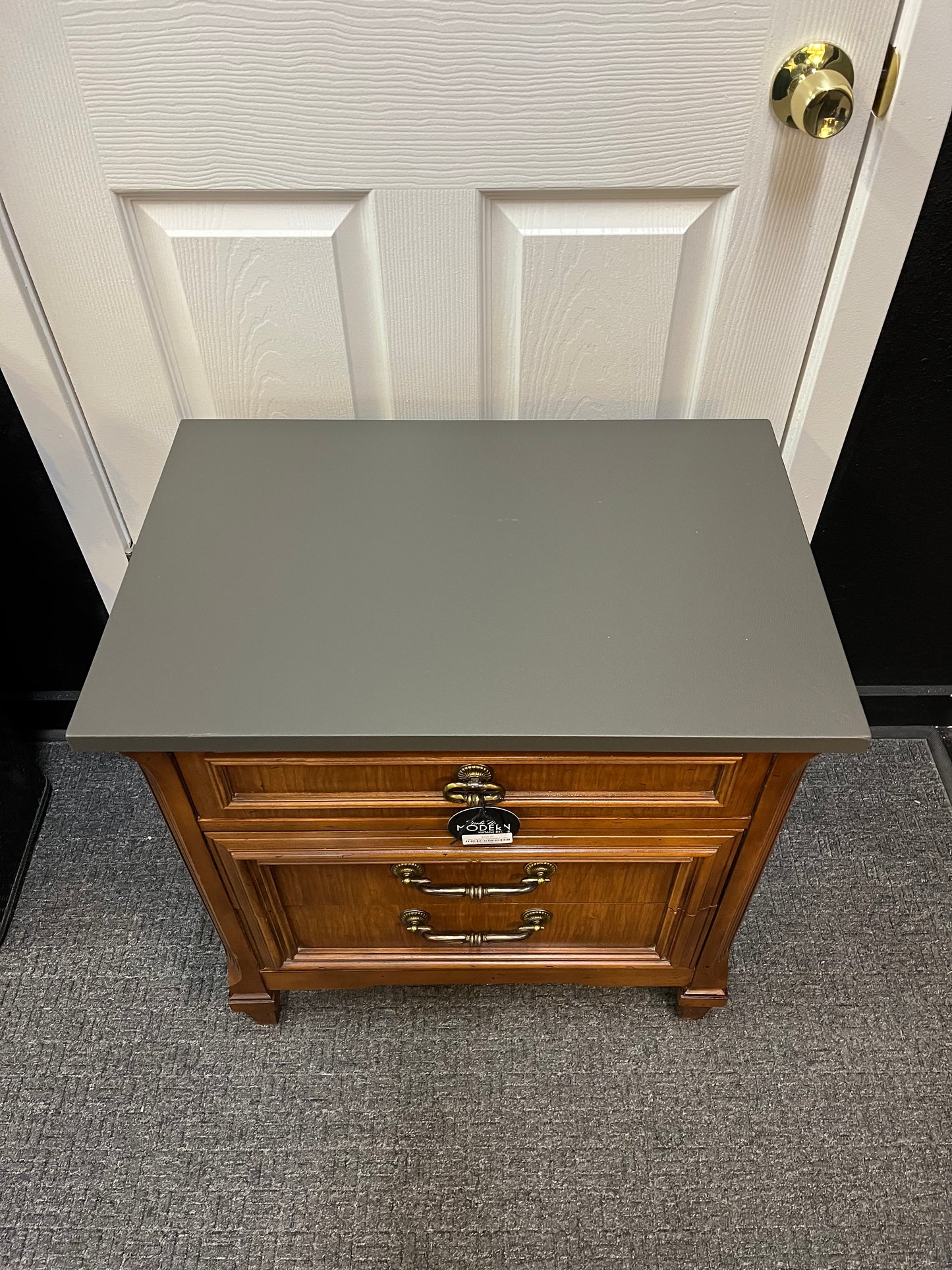 Mid Century Nightstand with Oakwood Painted top