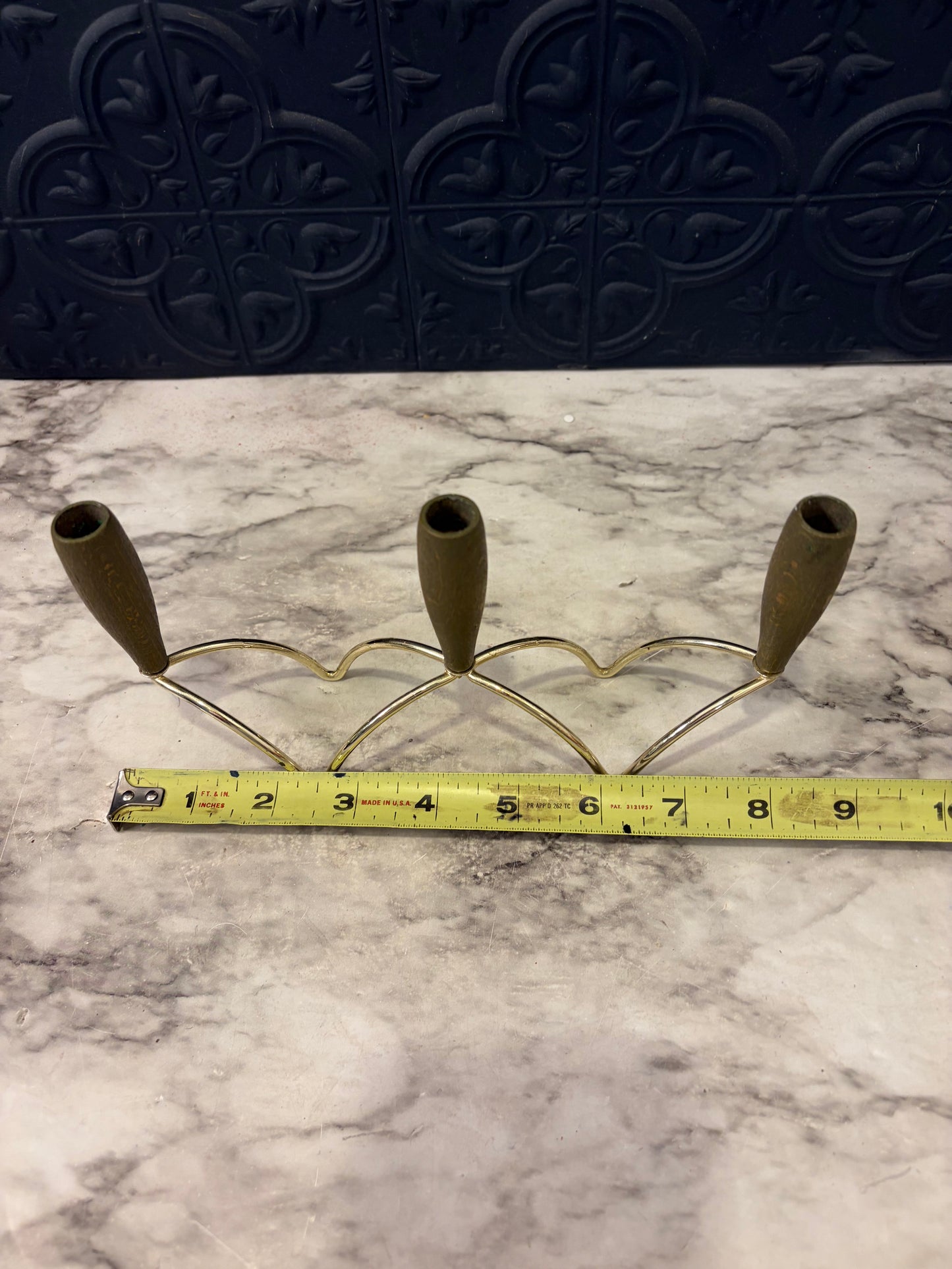 Vintage Danish Teak Triple Candle Holder