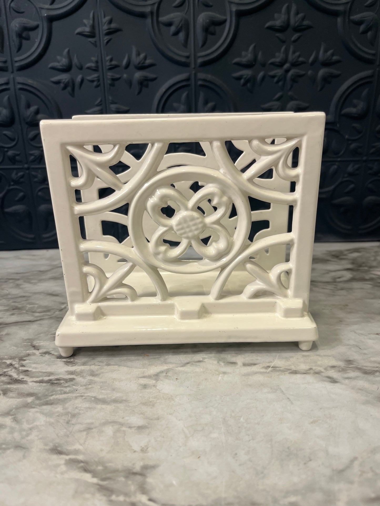 White Metal Napkin holder