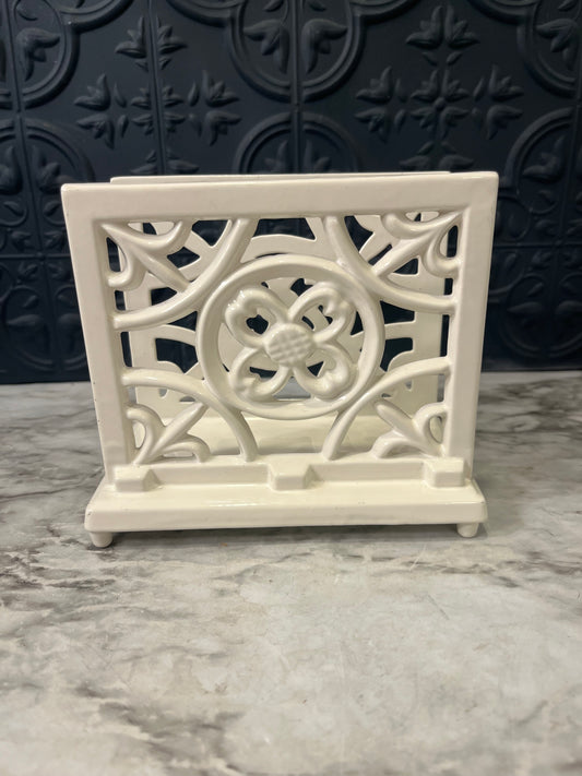 White Metal Napkin holder