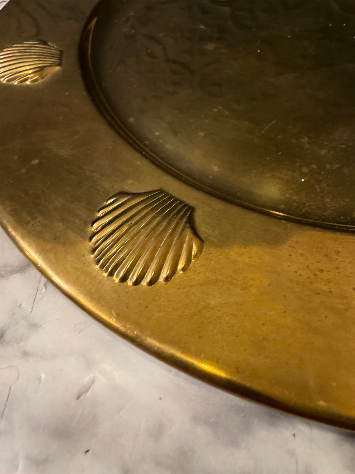 12" Brass Tray with Shells