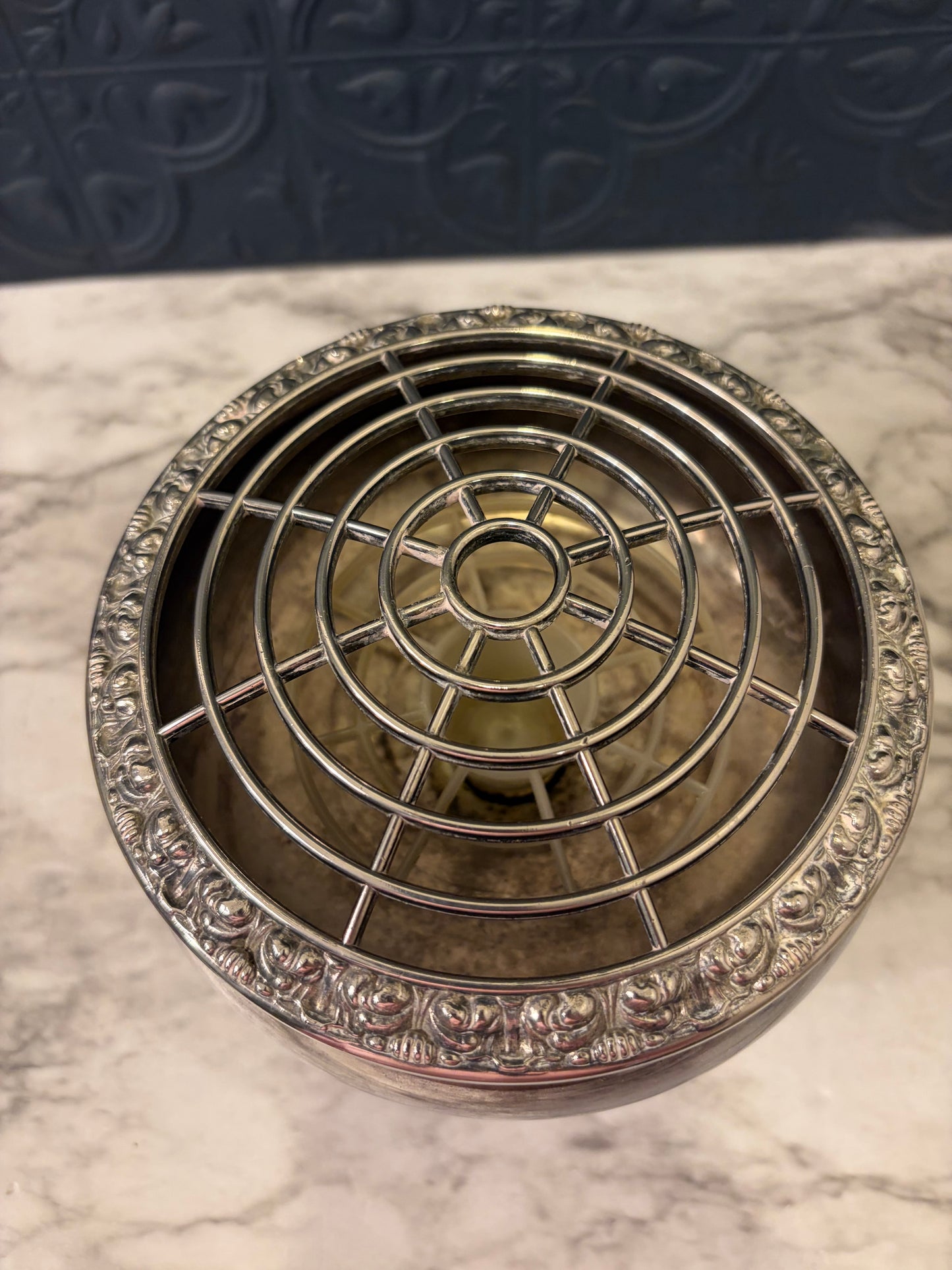Silverplate Rose Bowl Flower Frog