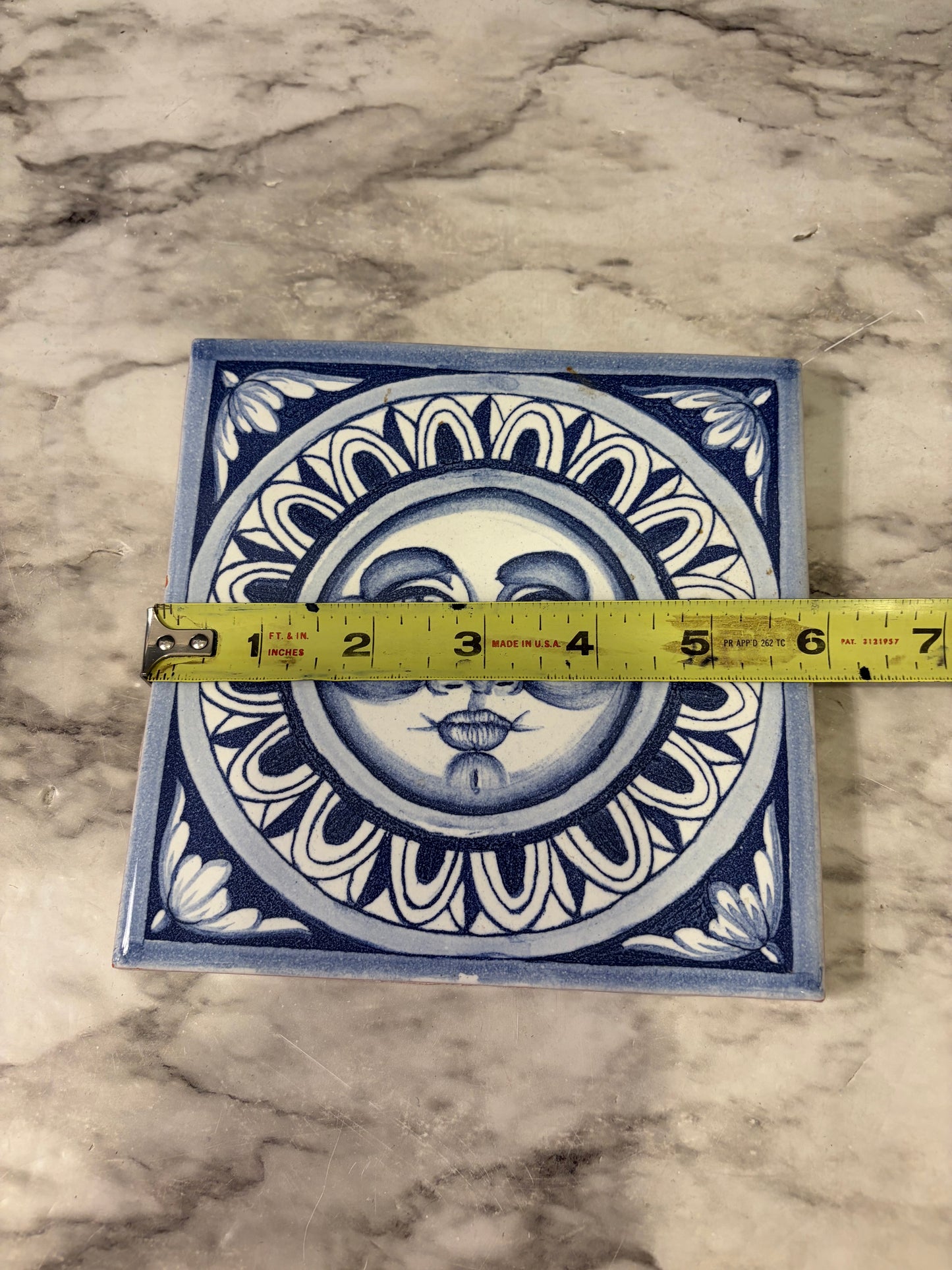 Blue and White Sun Tile