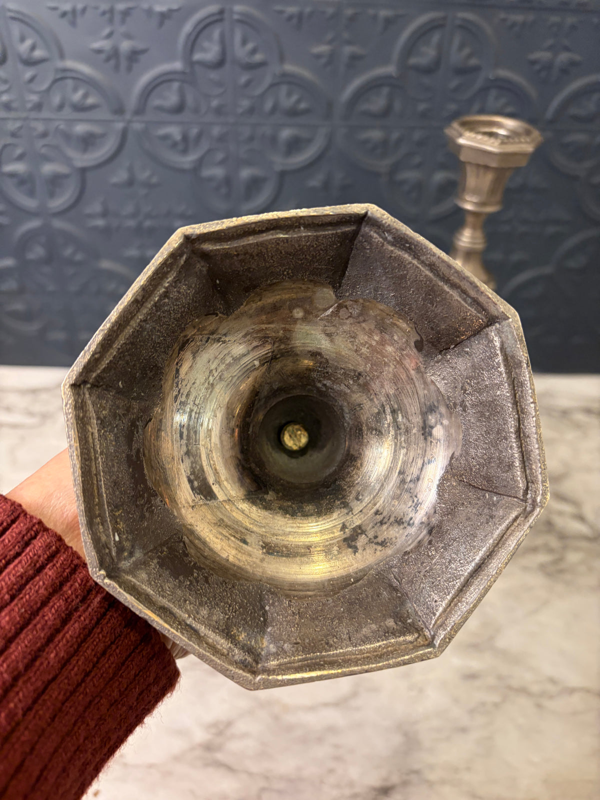 10.25" Silvertone Metal Candle Holders set of 2