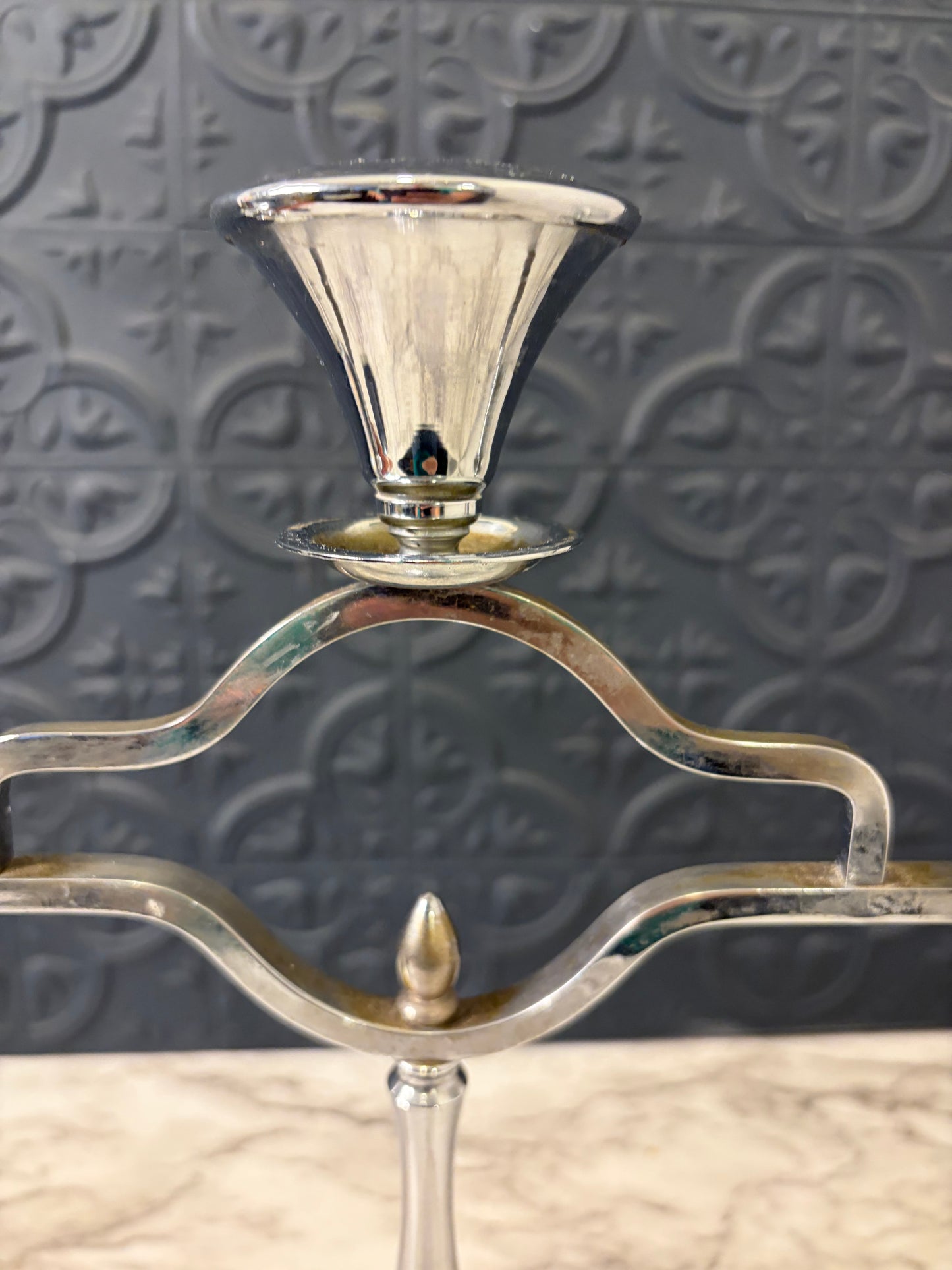 Silver Plate  Art Deco Candelabra 3 Arm