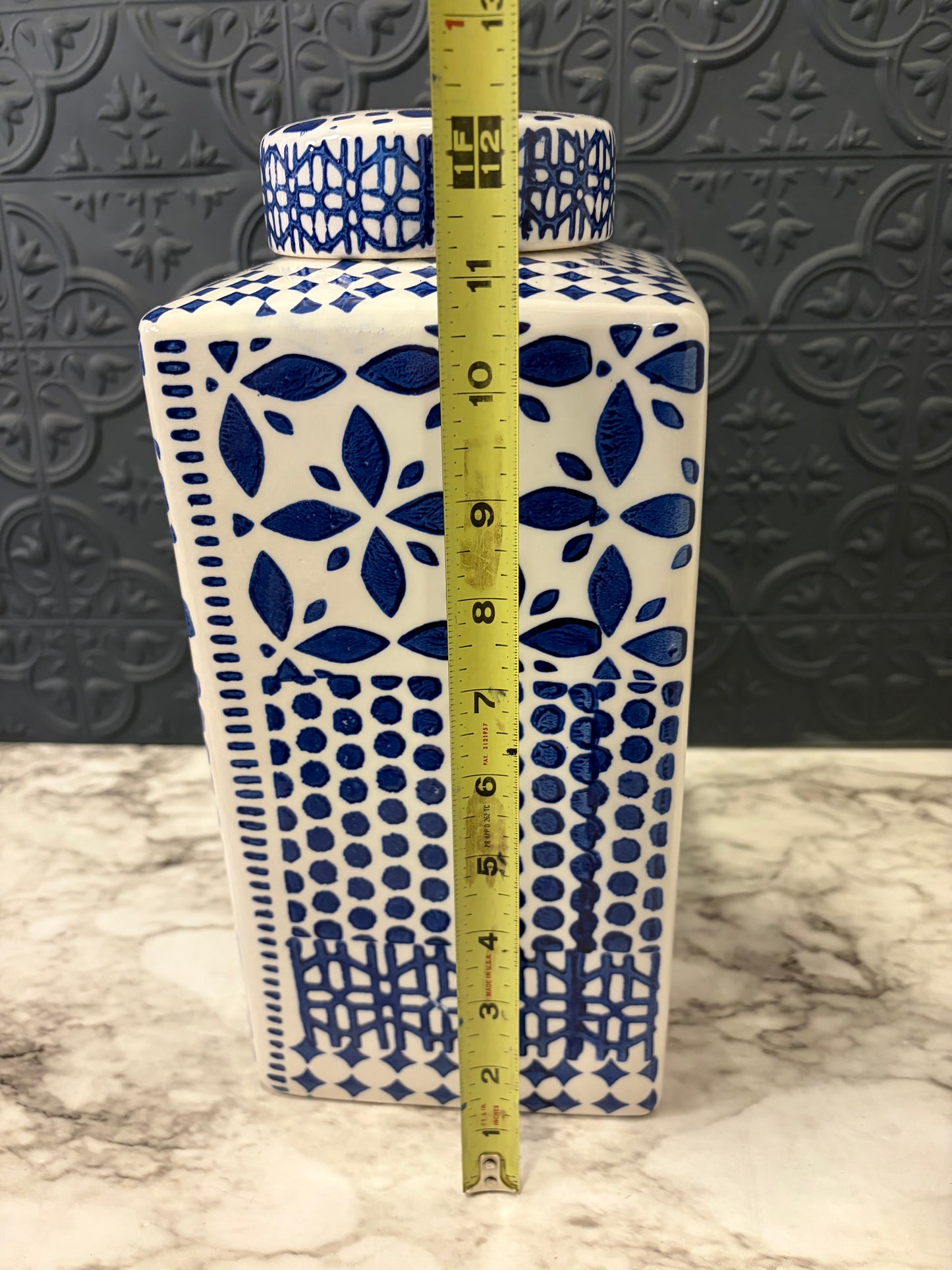 Blue and White Lidded Vase