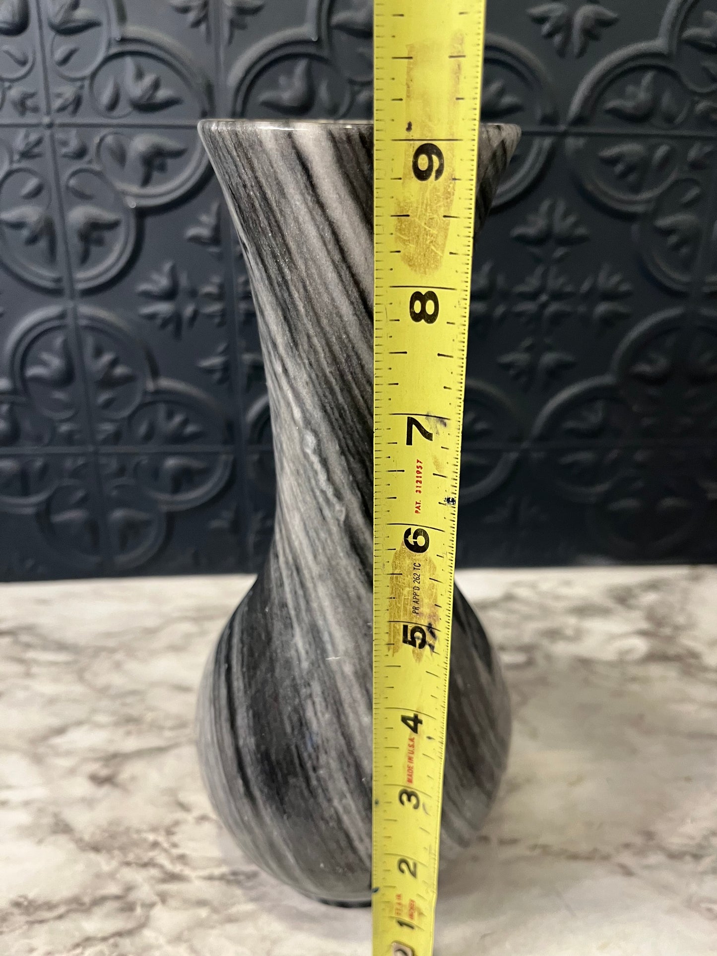 Grey Stone Vase with Chip Swirl