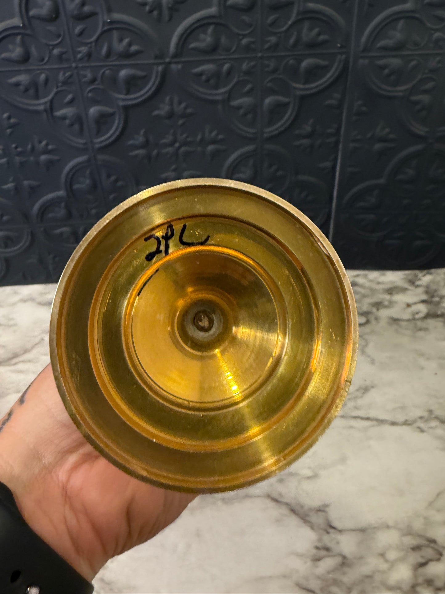 9" Brass Swirl Candle Holder set of 2