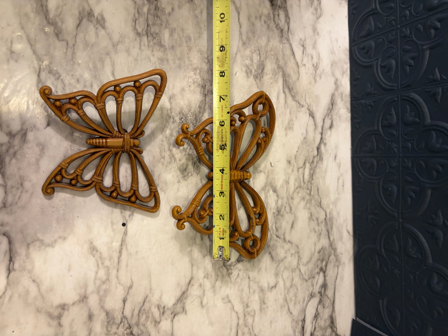 Set of 2 Homco Brown Plastic Butterflies