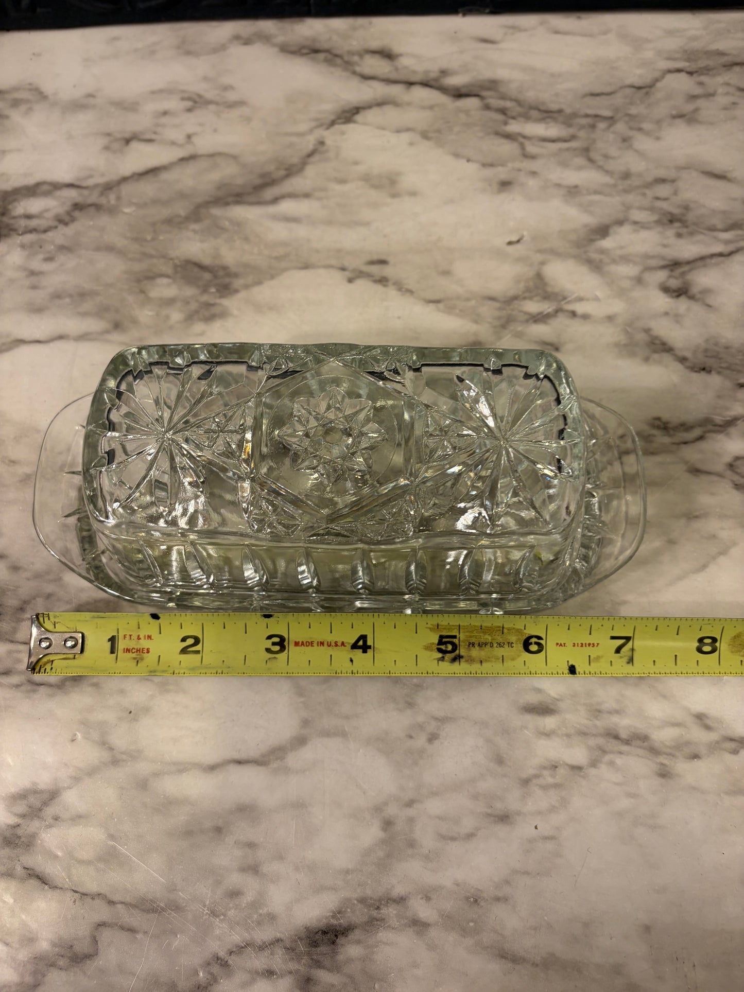 Anchor Hocking Glass Star Pattern Butter Dish