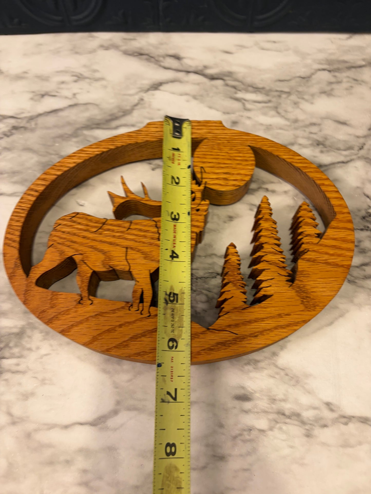 Wood Scroll Scene of Elk