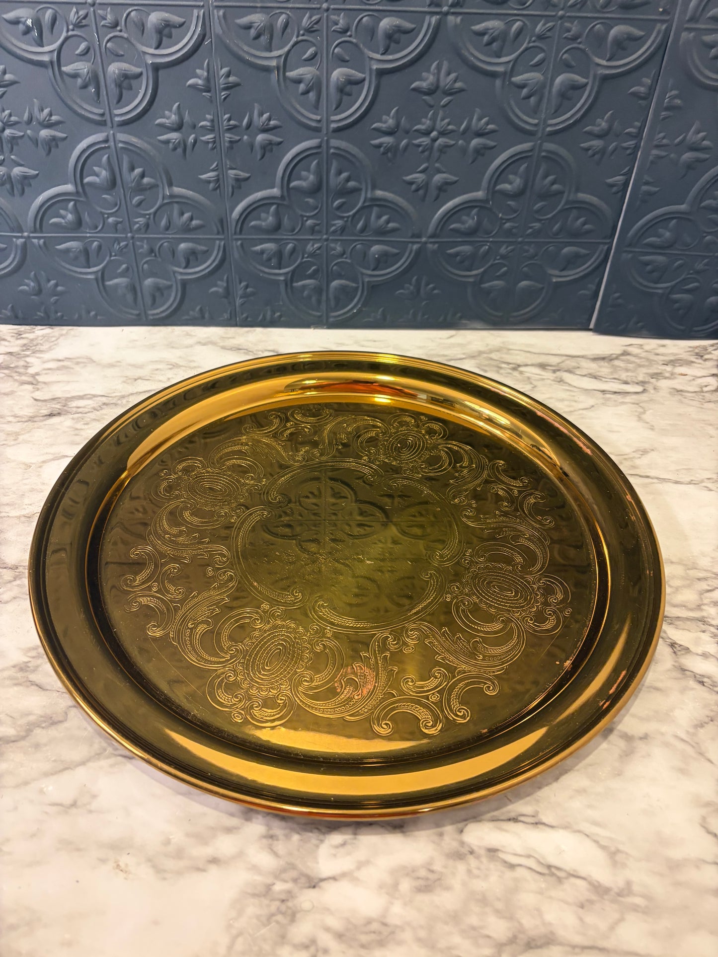 Baldwin Round Etched Tray 14"