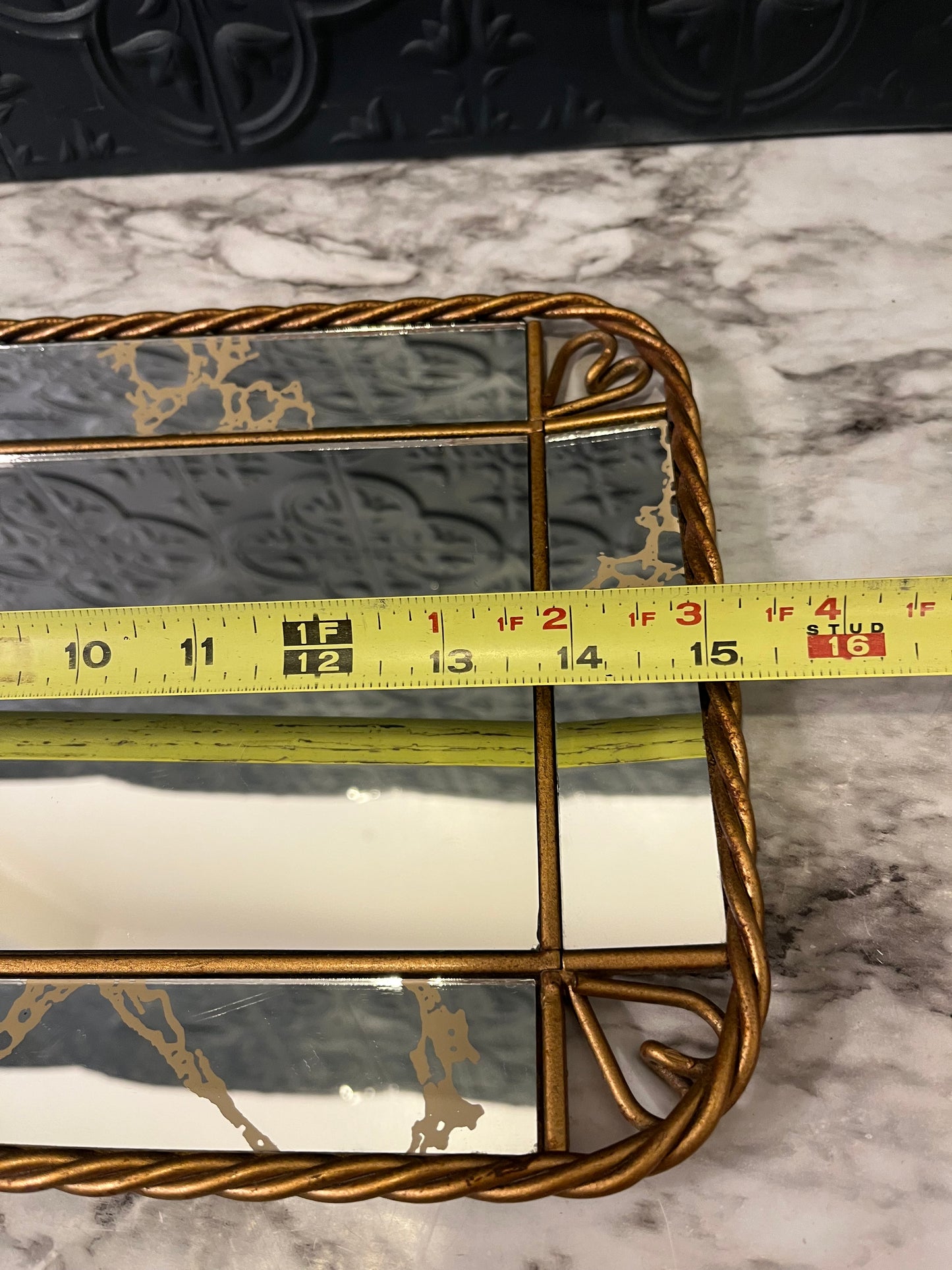 MCM Smoke Glass Tray with Twisted Metal