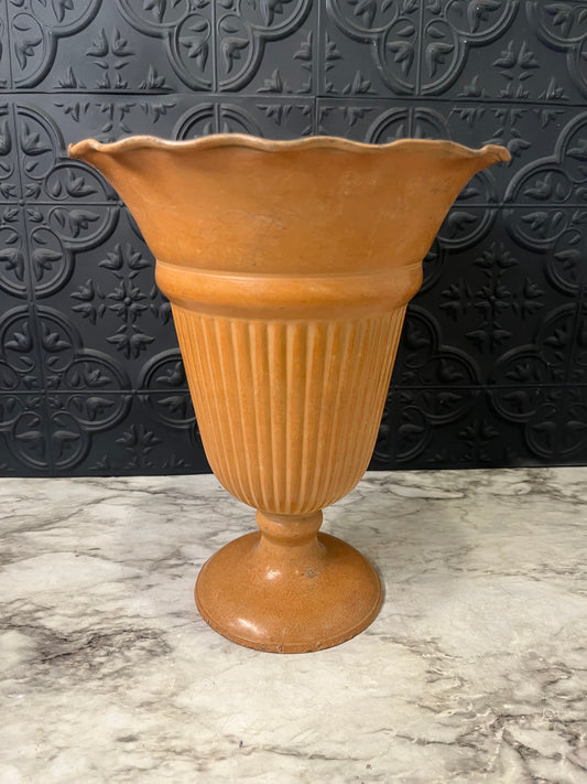 Peach Colored Metal Trumpet Planter