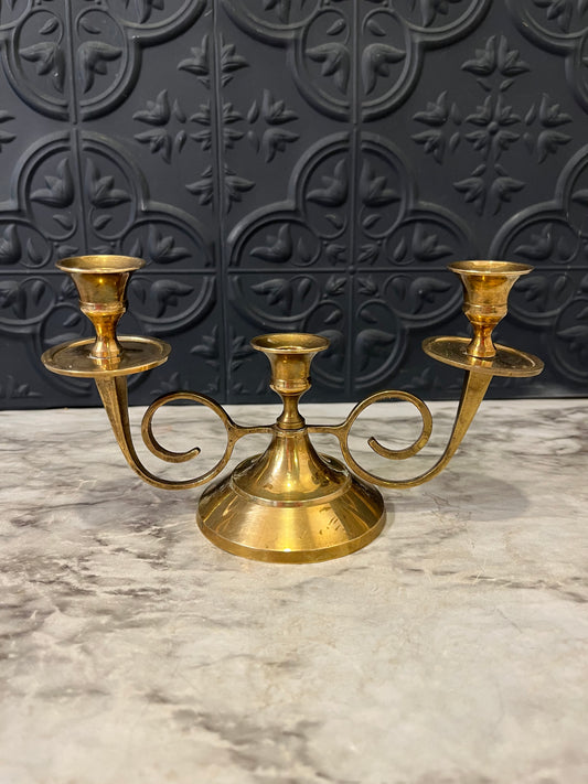 Brass Candelabra with Swirls 3 Candles