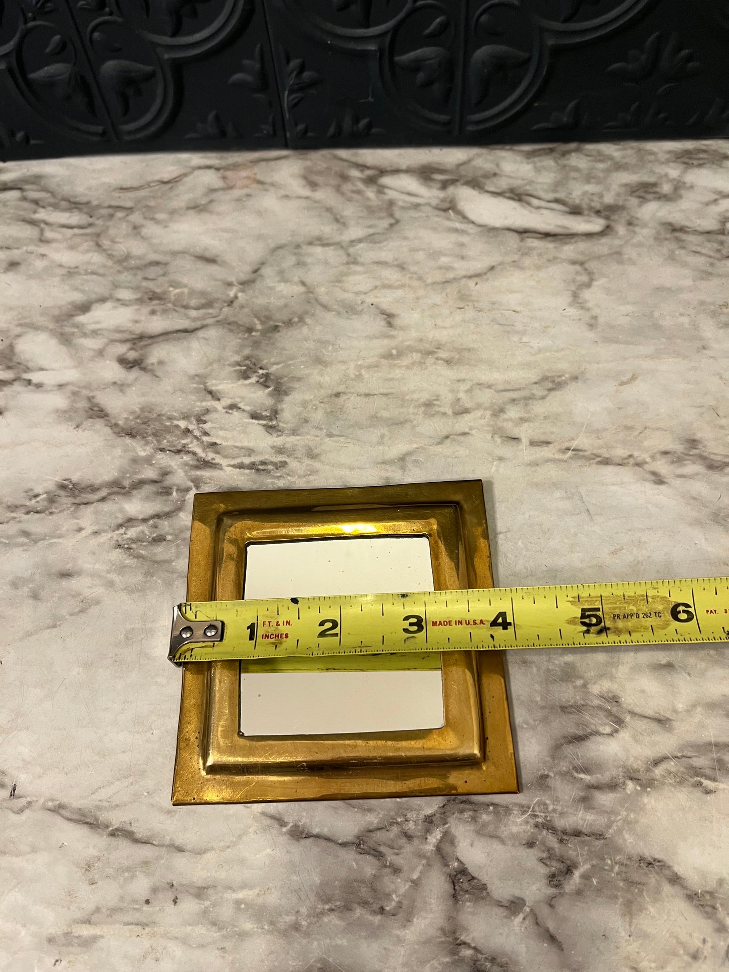 Small Square Brass Mirror 4"