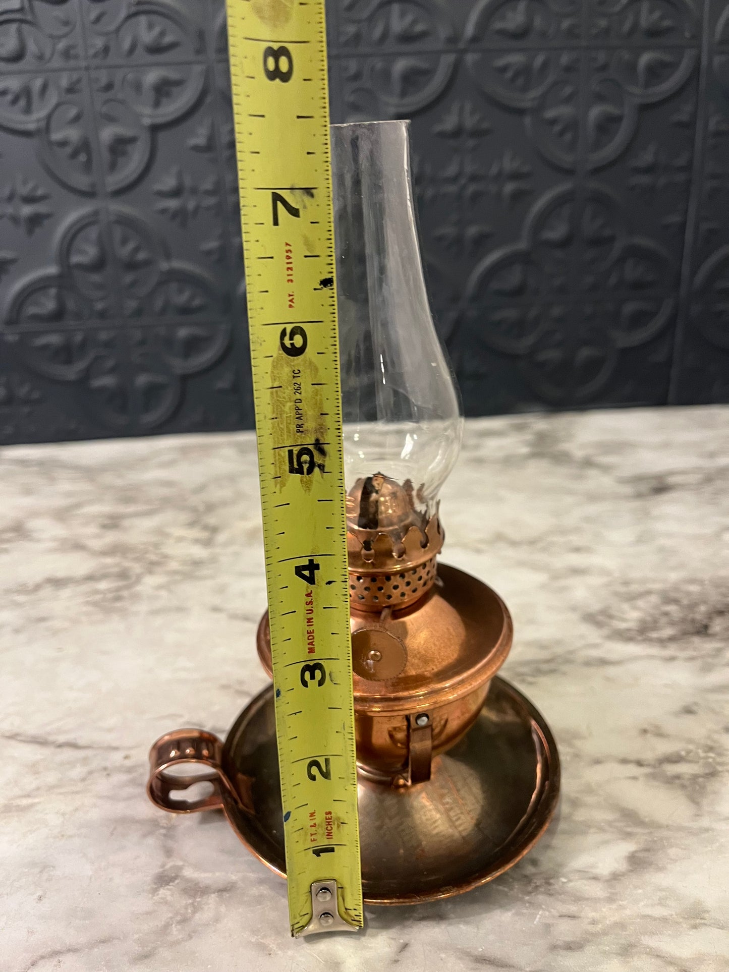 Small Copper Oil Lamp with hurricane