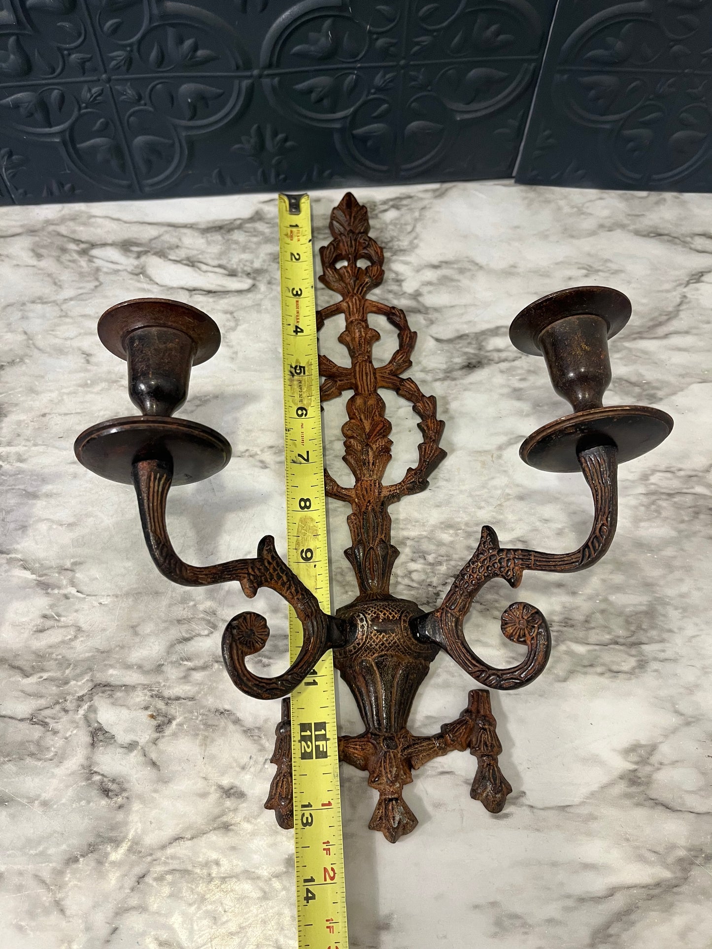 Cast Iron Gothic Wall Sconce Set