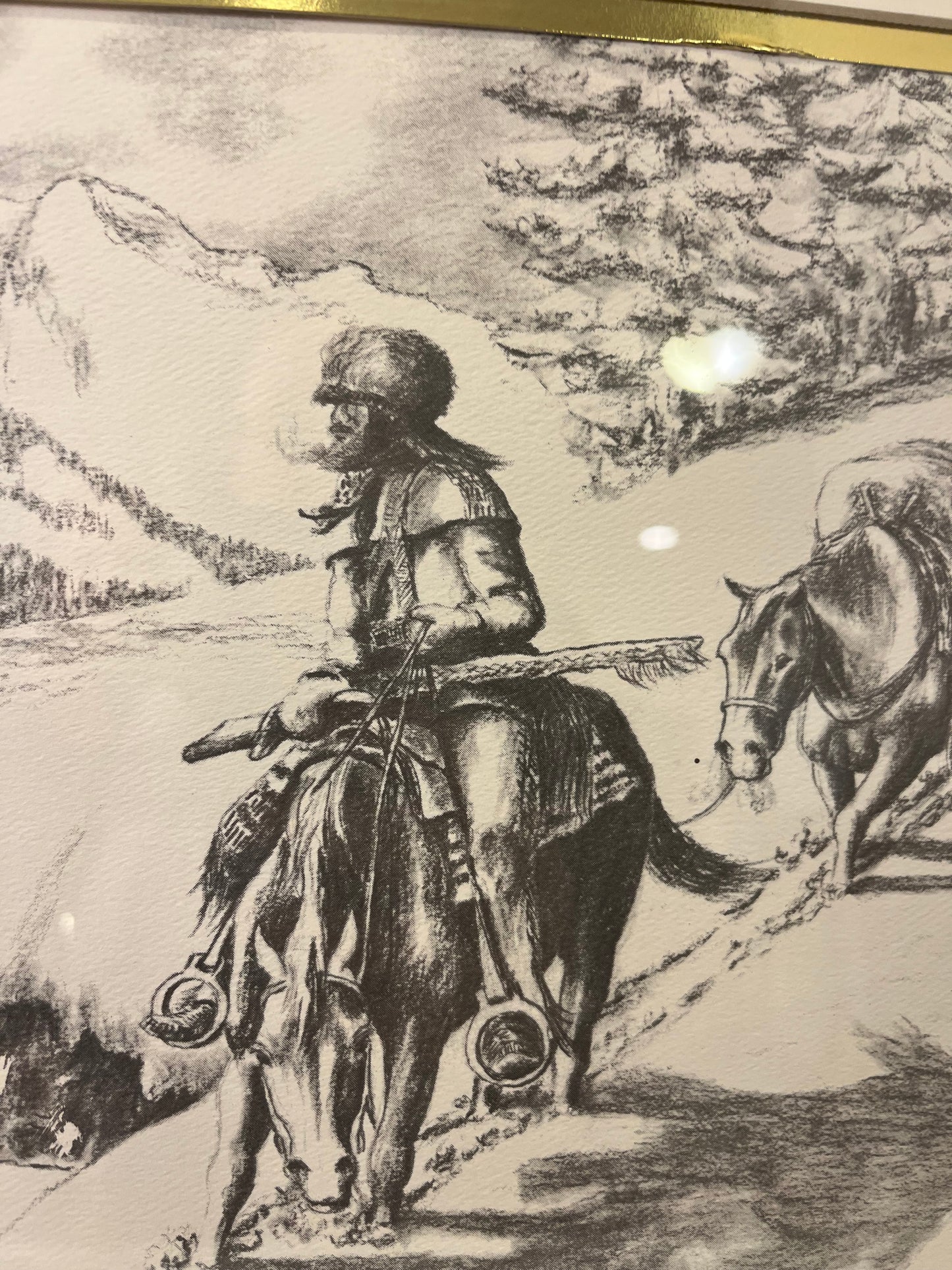 Print of Hunter in Mountains Framed by Carl Hawk
