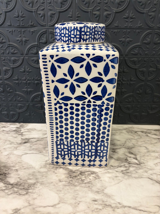 Blue and White Lidded Vase