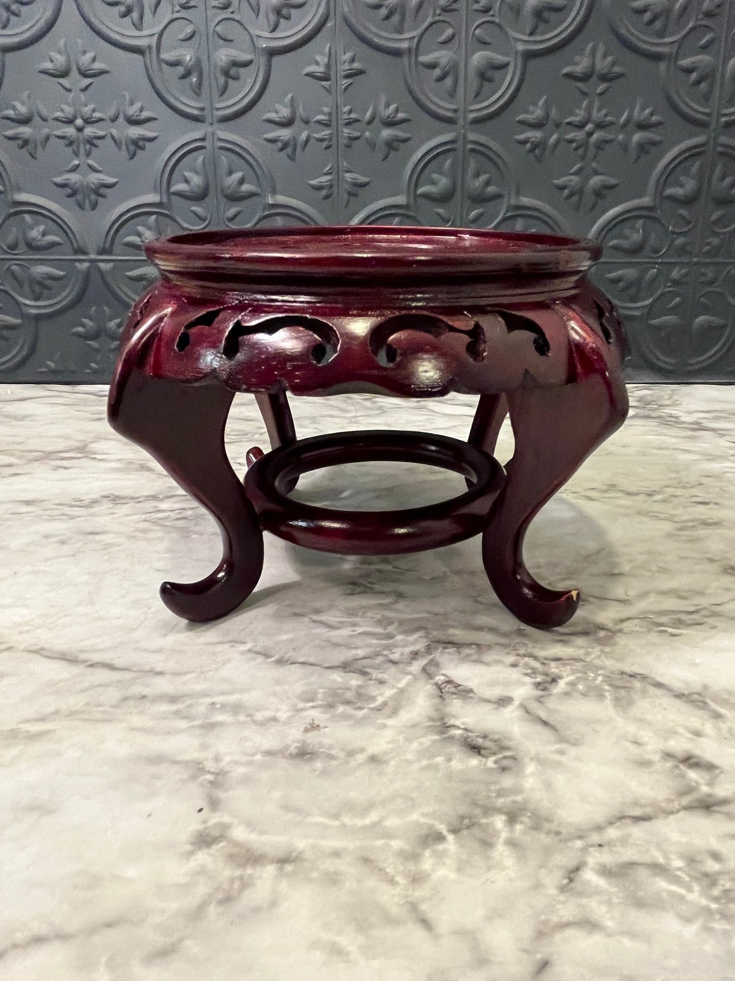 Chinese Red Wood Display Pedestal 4.75"
