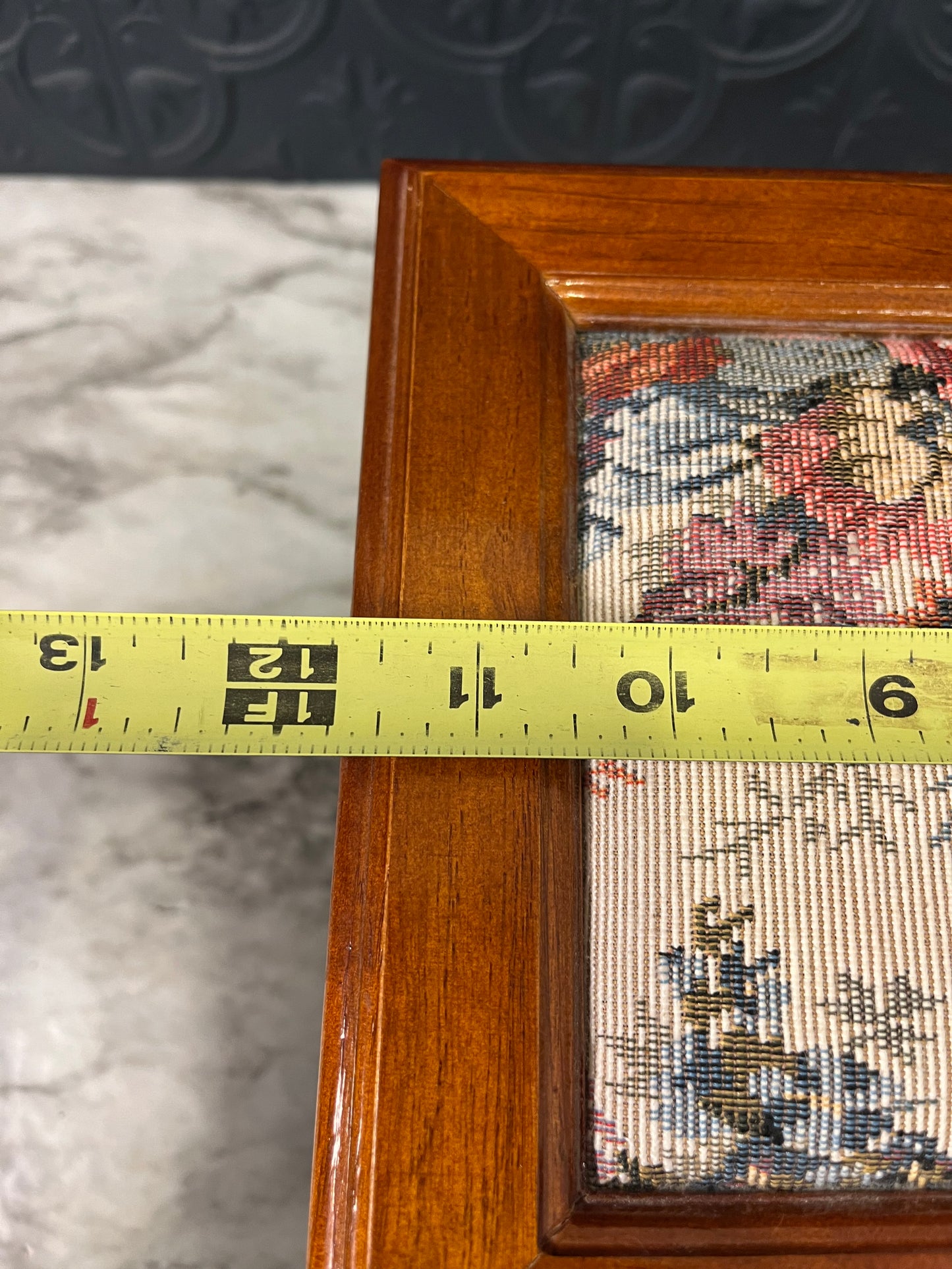 Fabric Top Wooden Jewelry Box no key