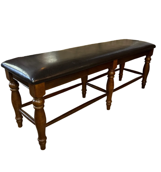 Long Bench with Faux Leather Top