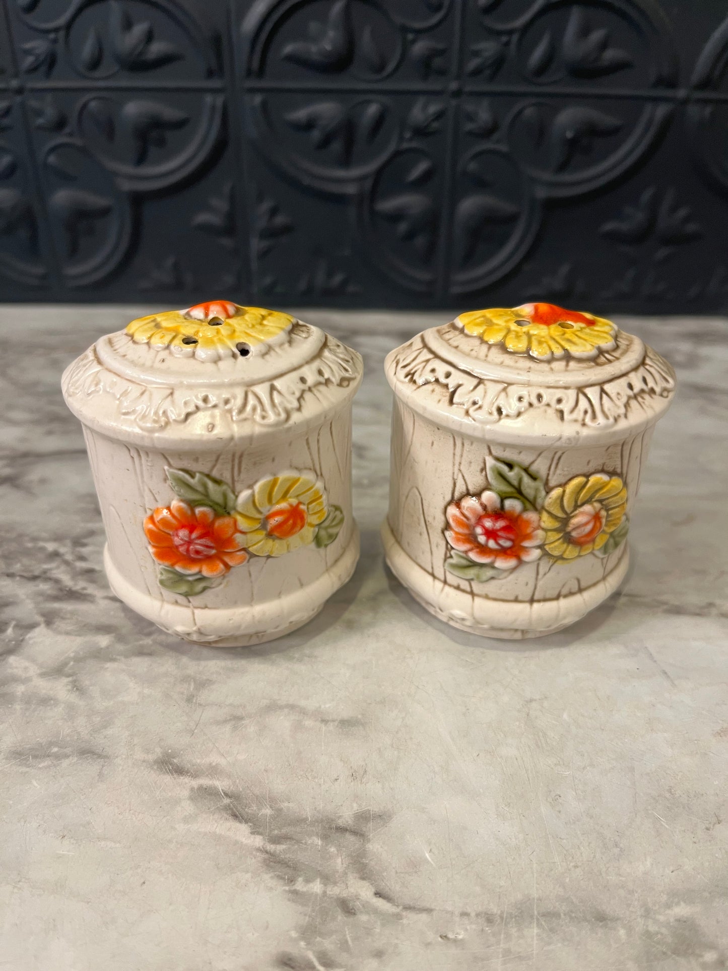 Vintage Ceramic Floral S & P