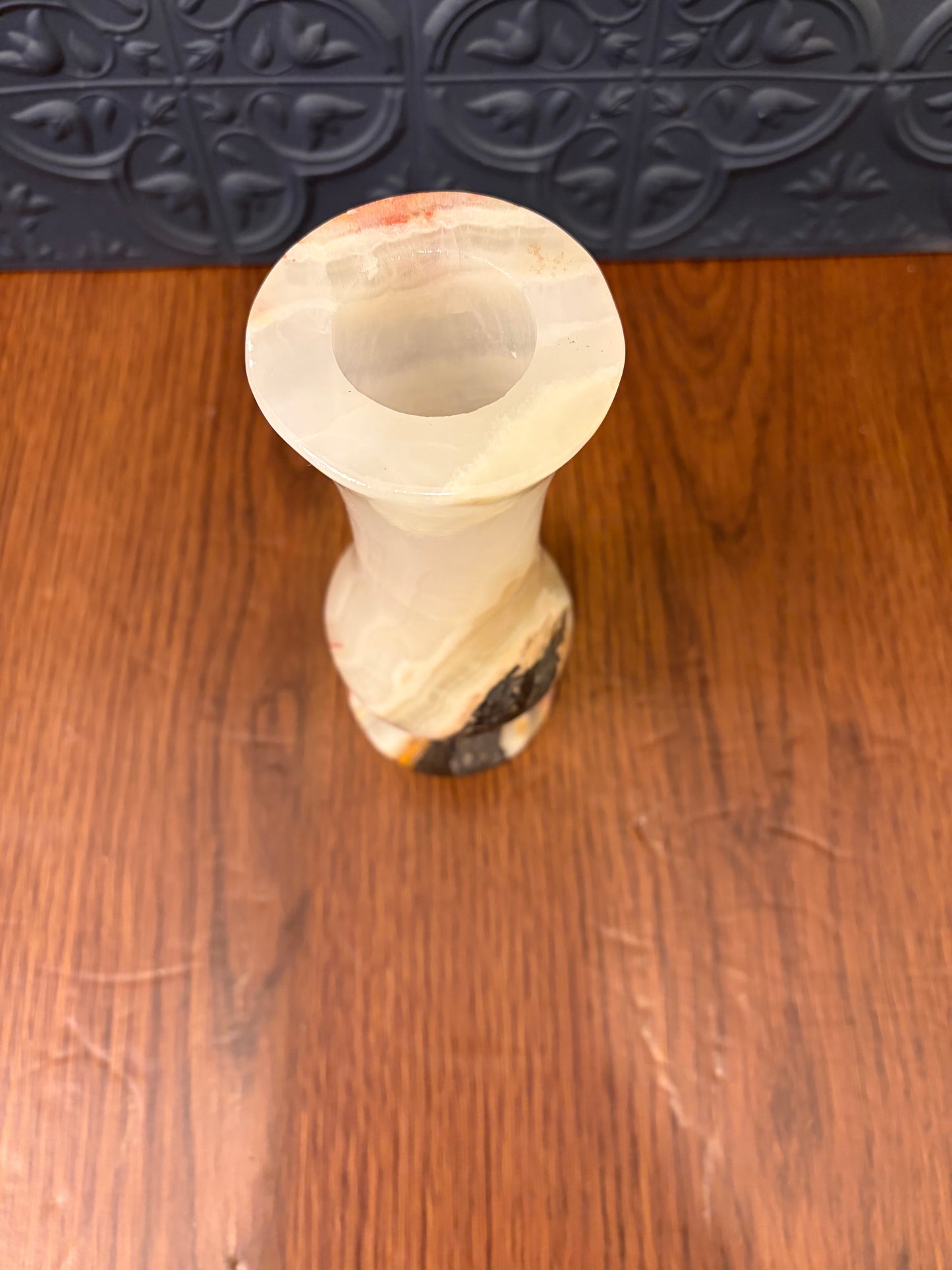 Vintage Onyx Vase Cream/Brown 6.5"