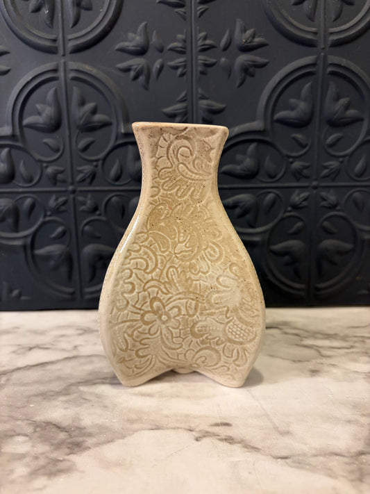Small Cream Embossed Vase