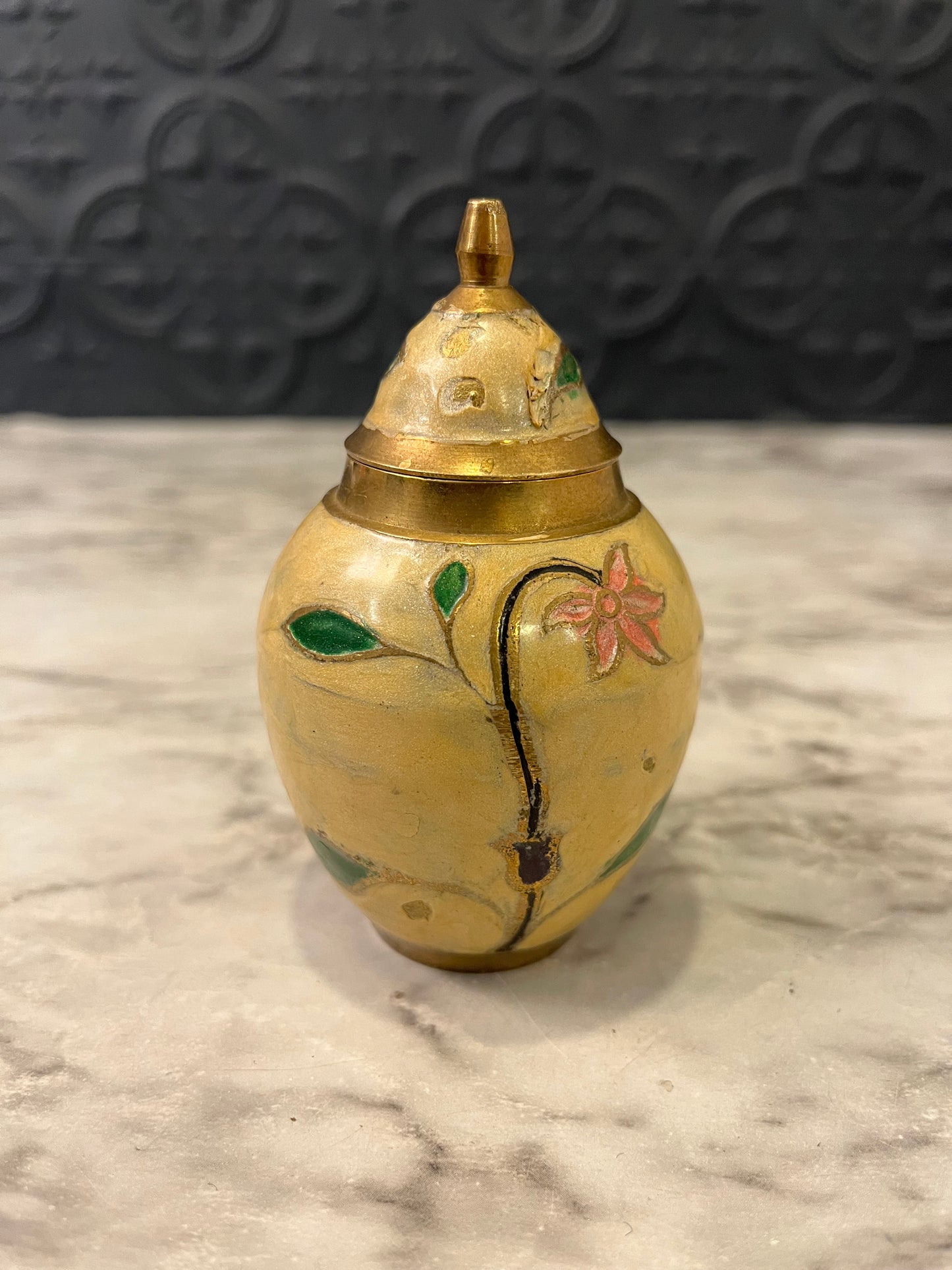 Mini Brass and Enamel Ginger Jar