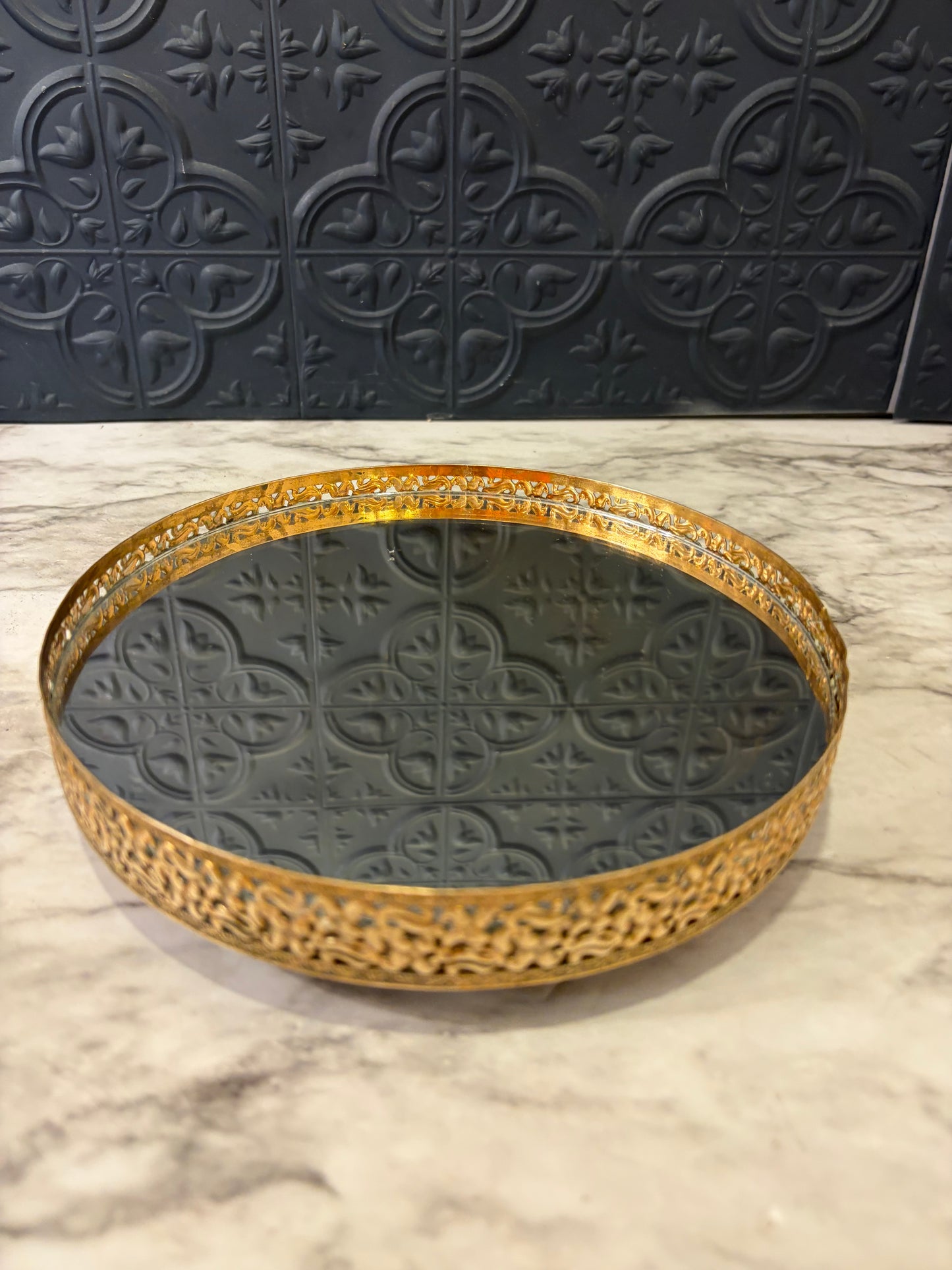 Round Lazy Susan Mirror Perfume Tray