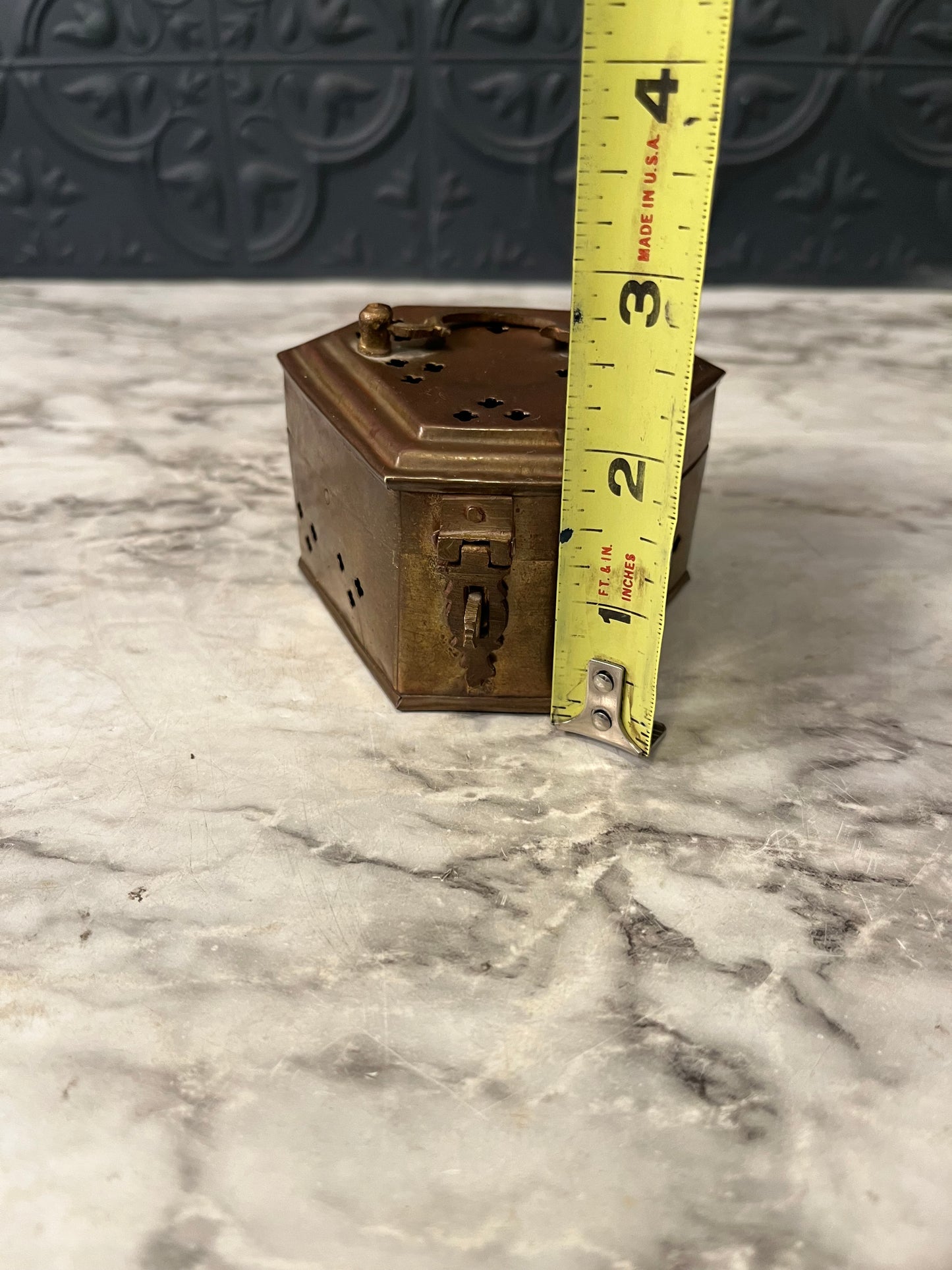 Small Pyramid Shape Brass Cricket Box