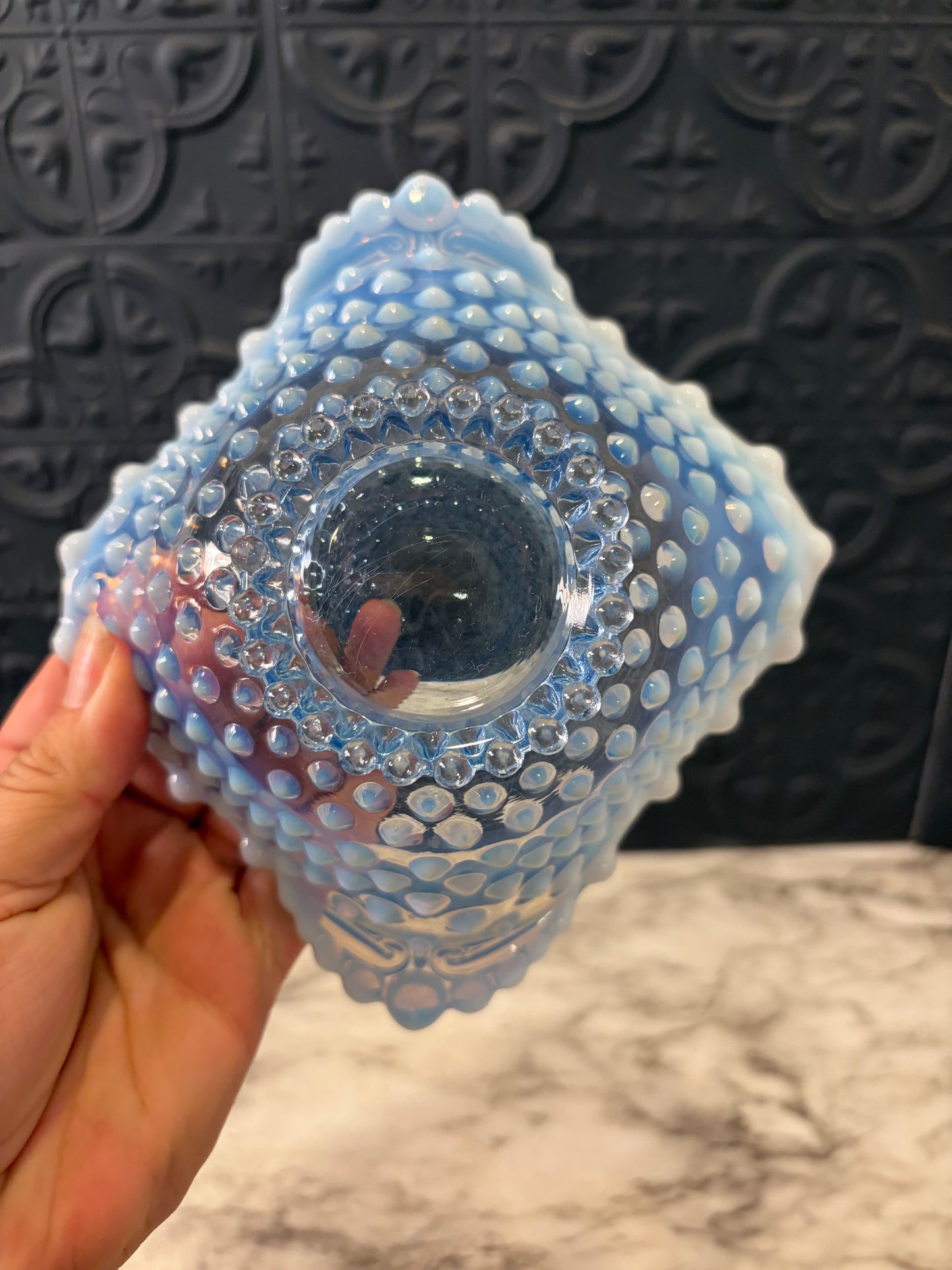 Hobnail Opalescent Blue Dish