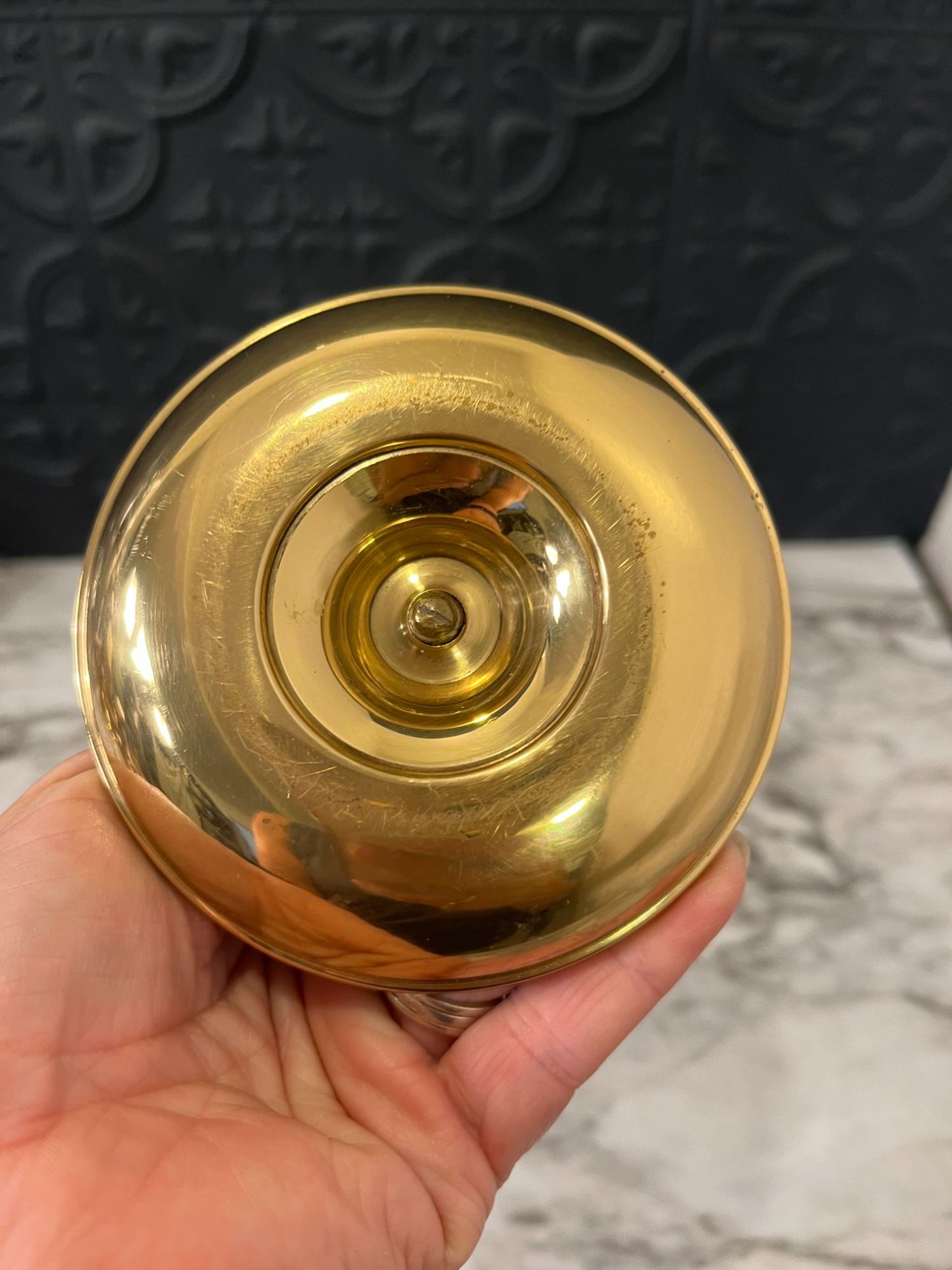 Medium Brass Candle Holder  with Finger Hole