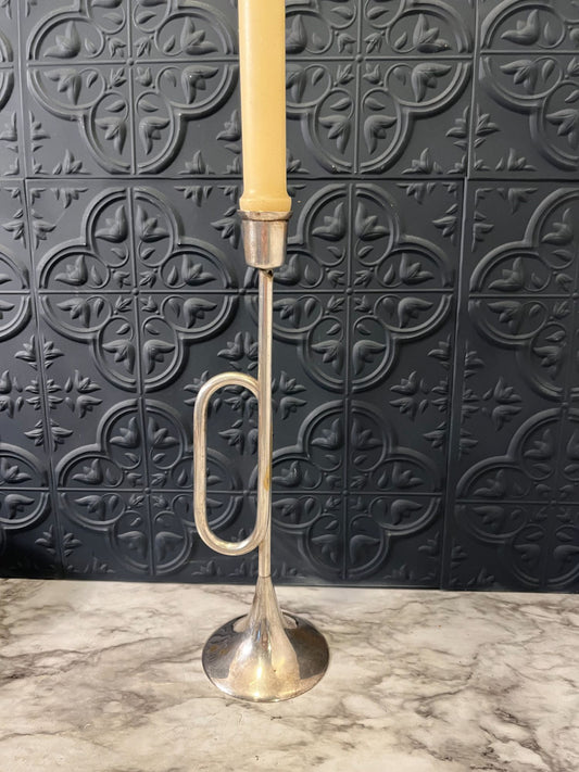 Silver Horn Candle Holder