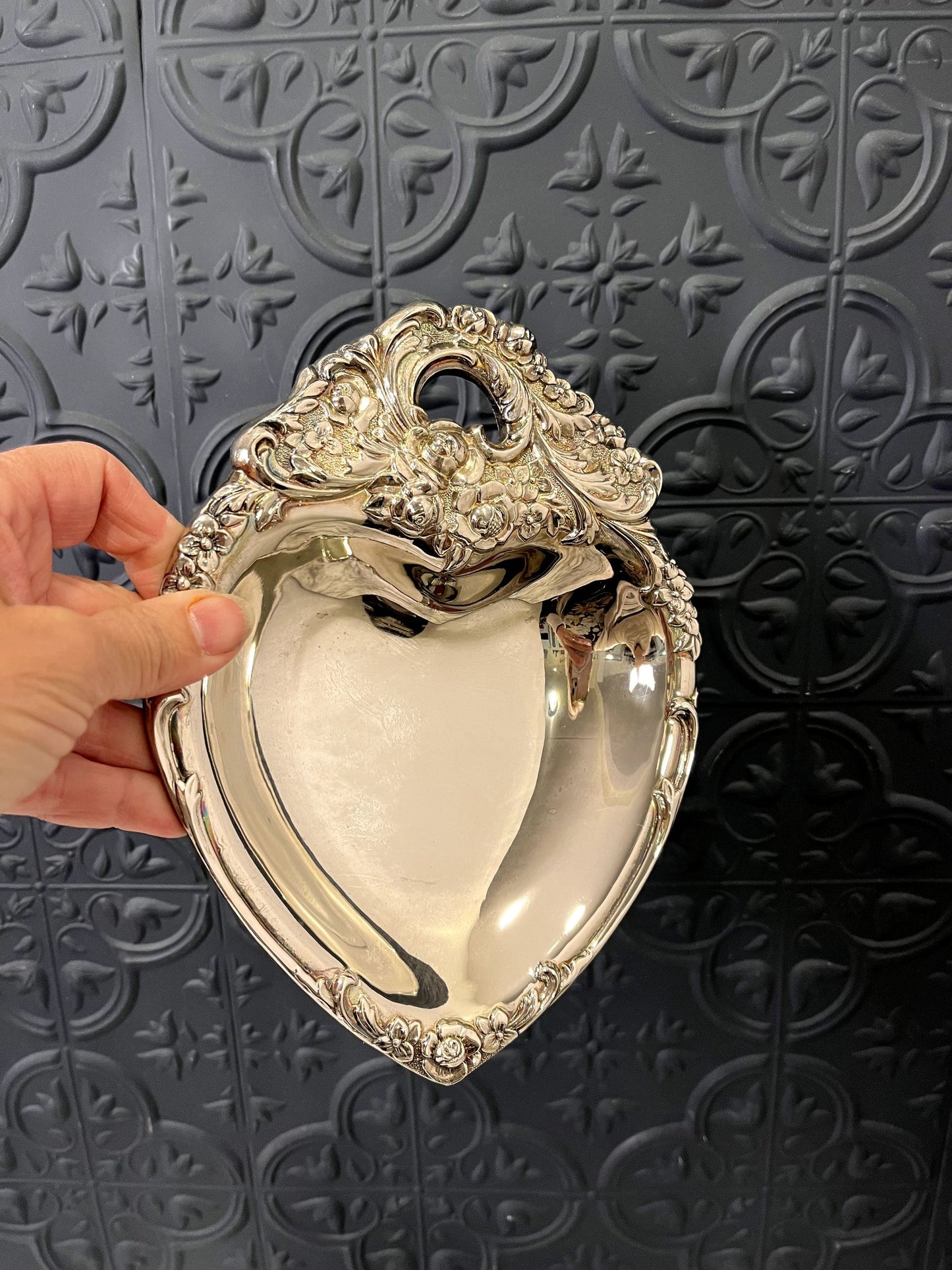 Silver Plate Heart dish